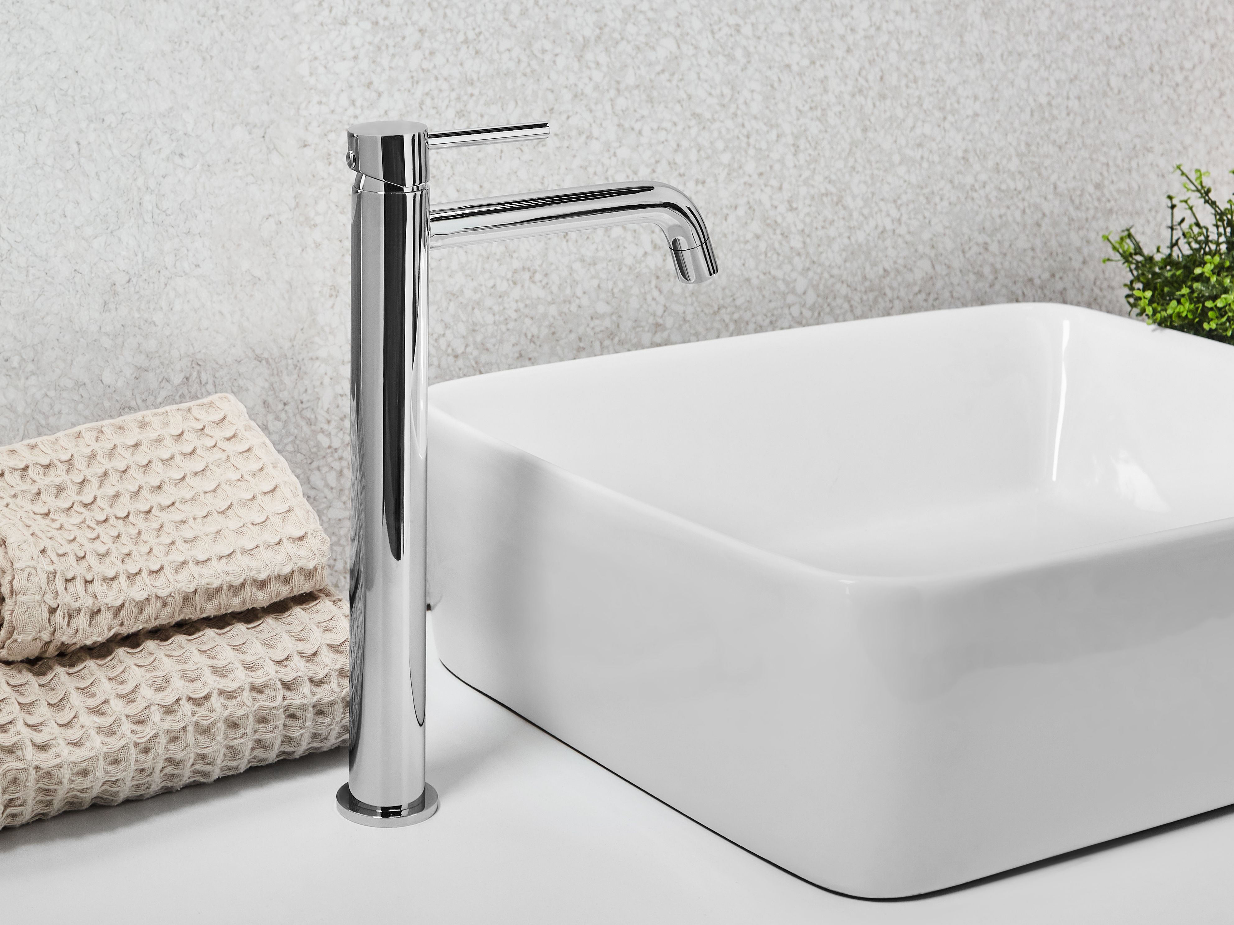 Tall Basin Mixer Tap SALINAS Brass Silver