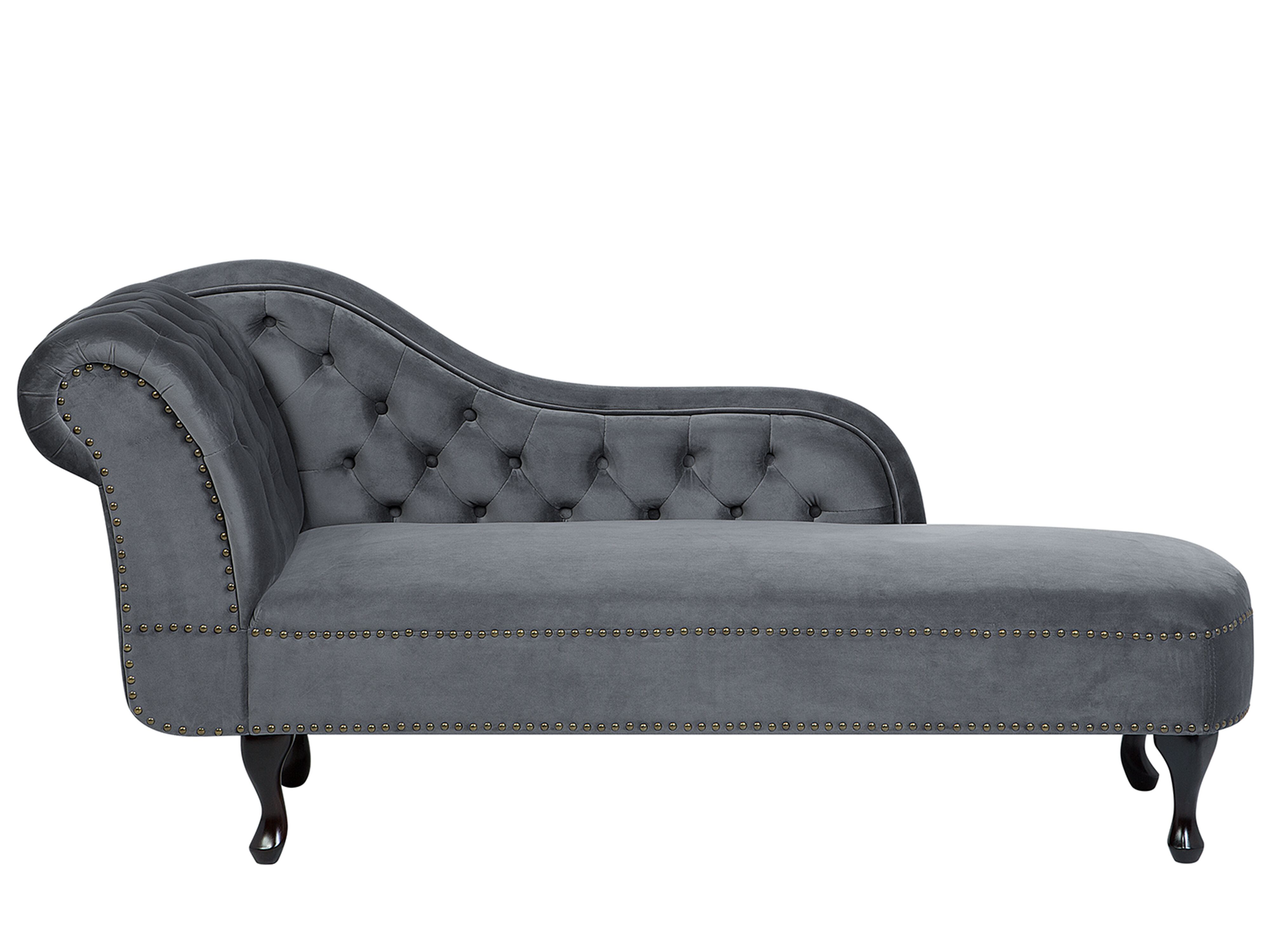 Left-Hand Chaise Lounge NIMES Velvet Grey