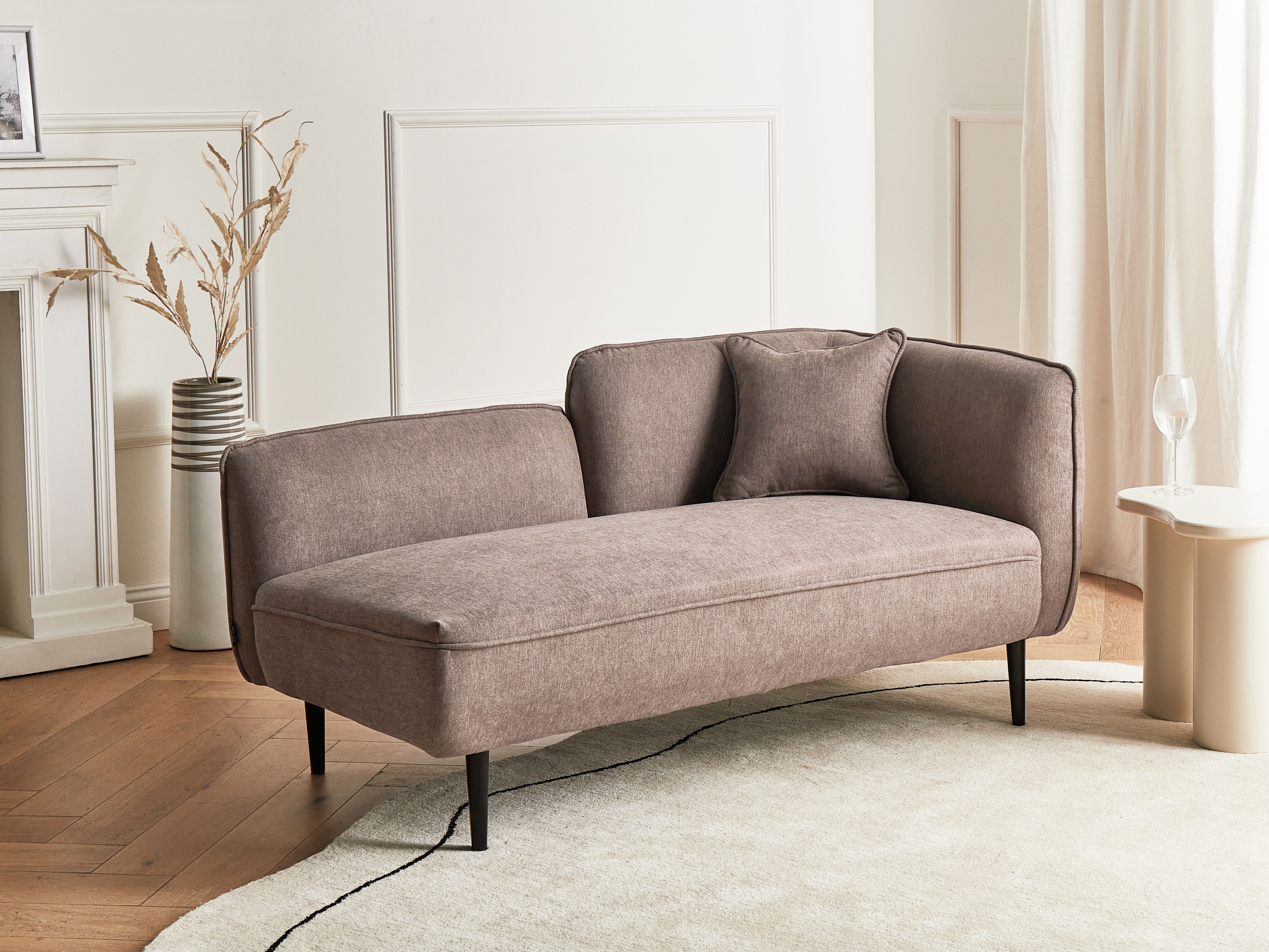 Right-Hand Chaise Lounge CHEVANNES Fabric Light Brown
