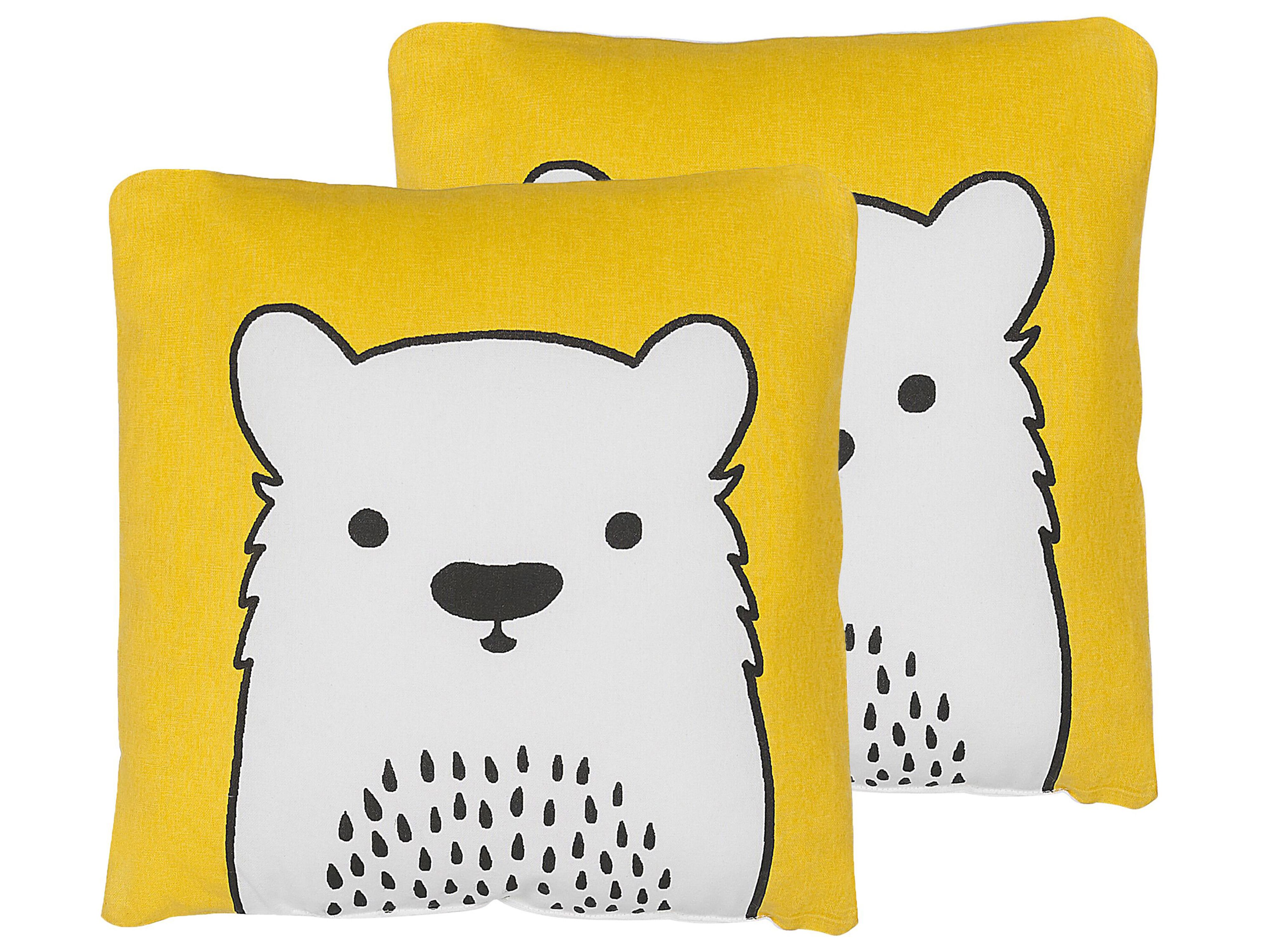Set of 2 Decorative Cushions WARANASI Cotton 45 x 45 cm Yellow