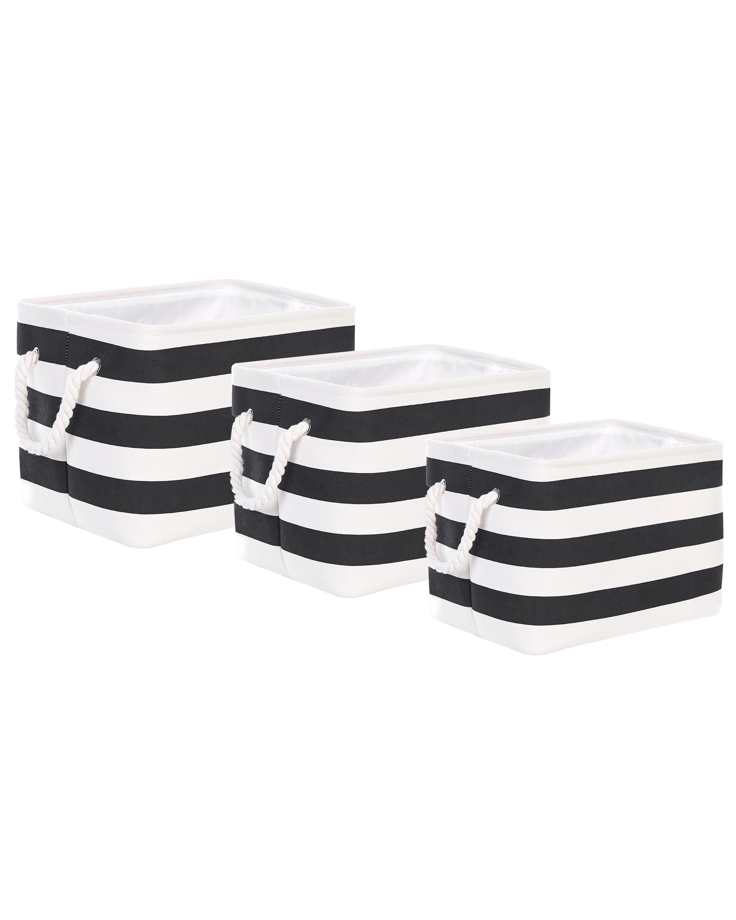 Set of 3 Baskets DARQAB Cotton Black/ White