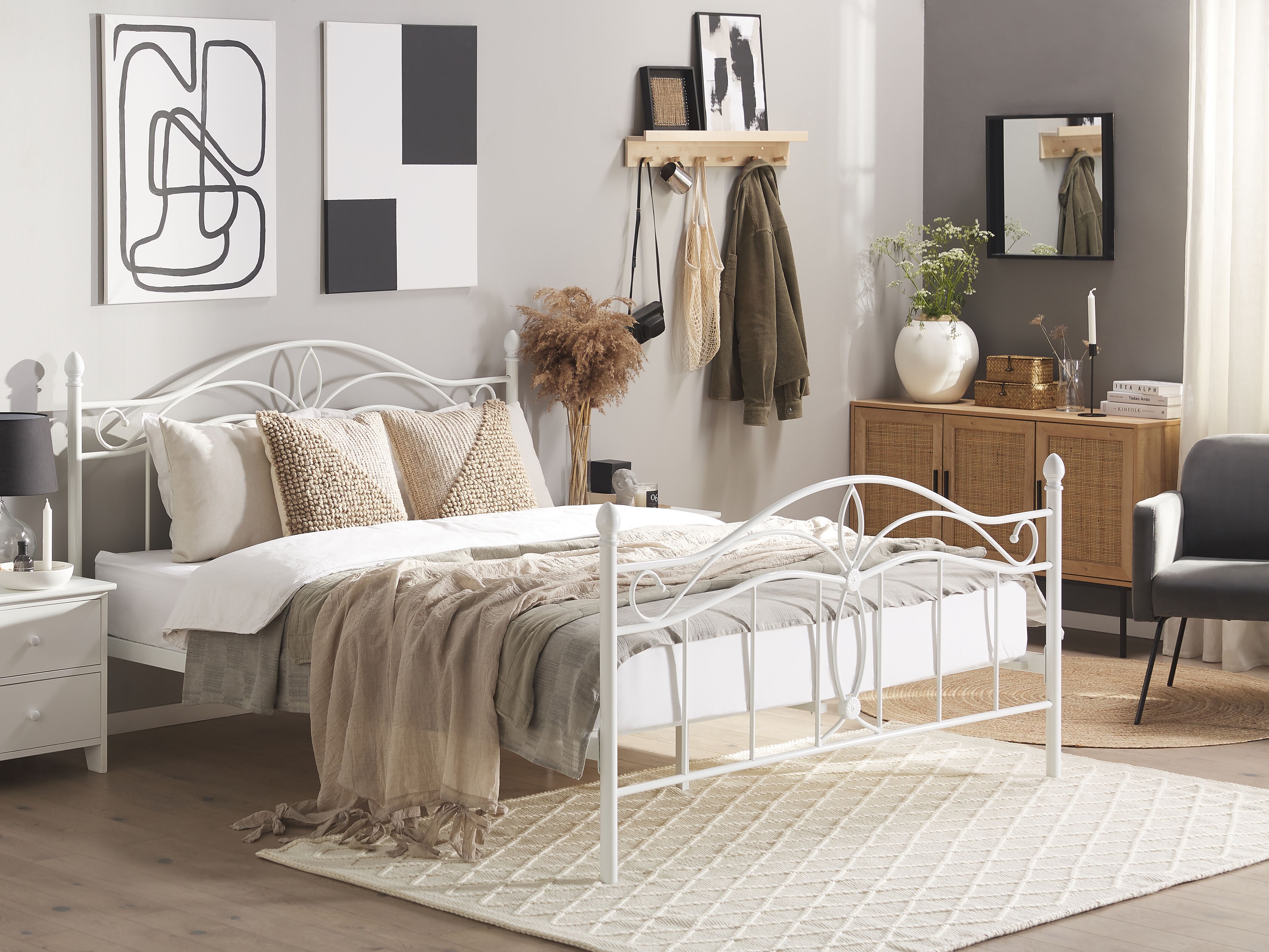 Bed Metal ANTLIA 160 x 200 cm (EU King Size) White