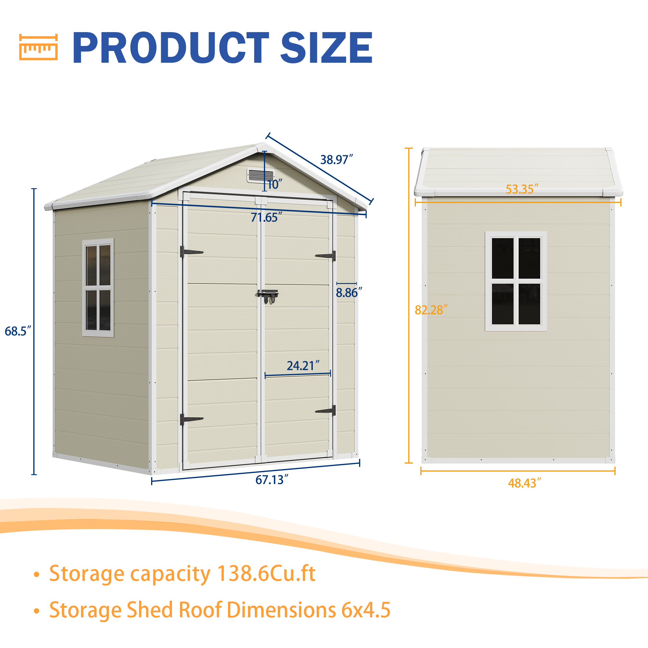 UDPATIO Outdoor Storage Shed 5x3 FT, Resin Garden Shed for Backyard, Patio, Lawn, Grey & White - Image 37