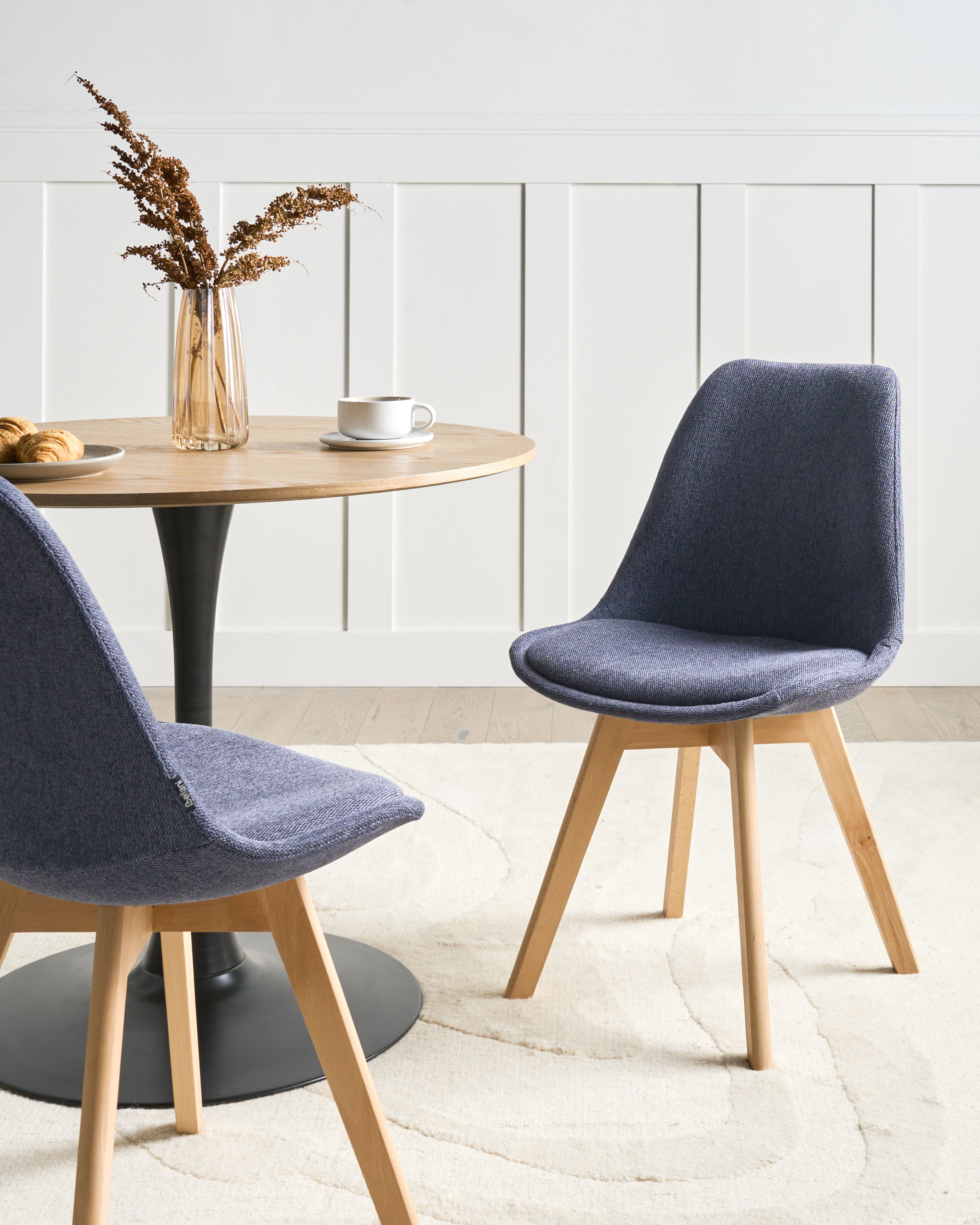 Set of 2 Dining Chairs DAKOTA II Fabric Dark Blue