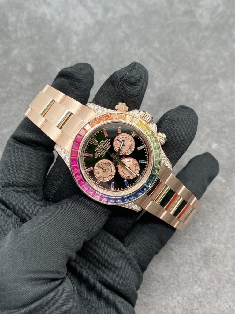 Rolex Custom Daytona Rainbow M116595R 18K Solid Gold And Gemstones 40mm - Elite Watch Atelier