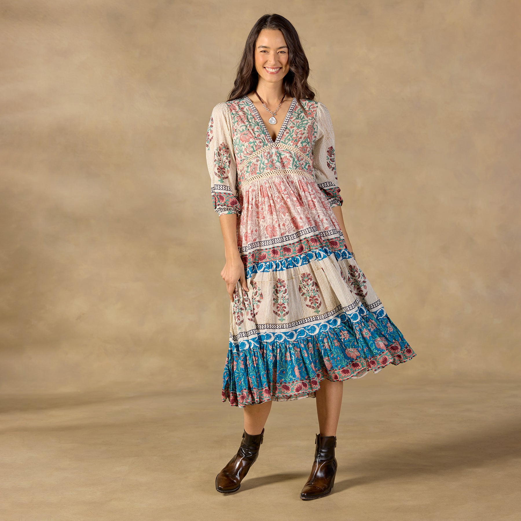 Peacock Flare Midi Dress - Sundance Clothing