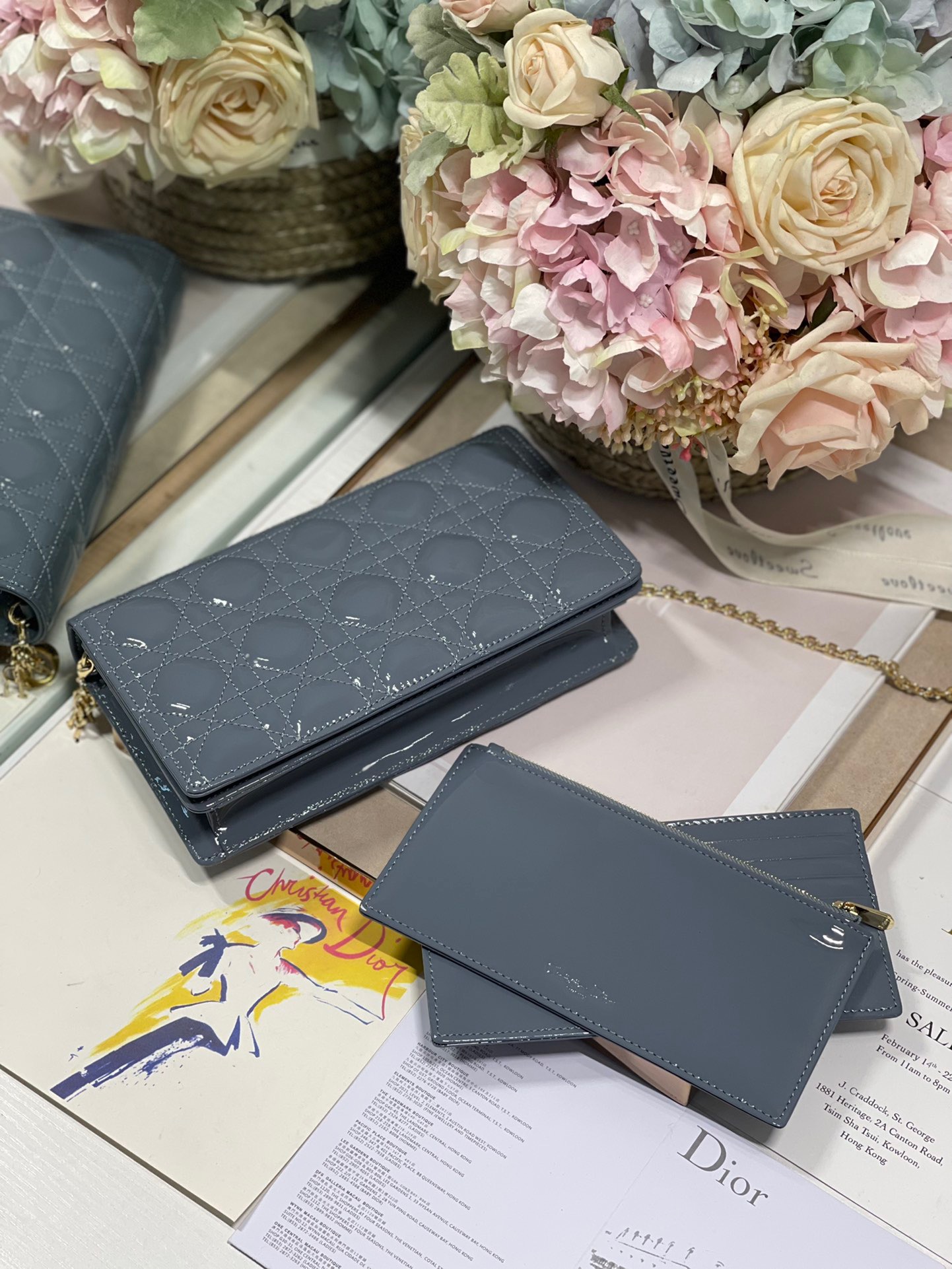 Christian Dior Lady Dior Pouch Smoky blue, For Women, Women’s Handbags 8.5in/21.5cm CD1:1High-quality replica