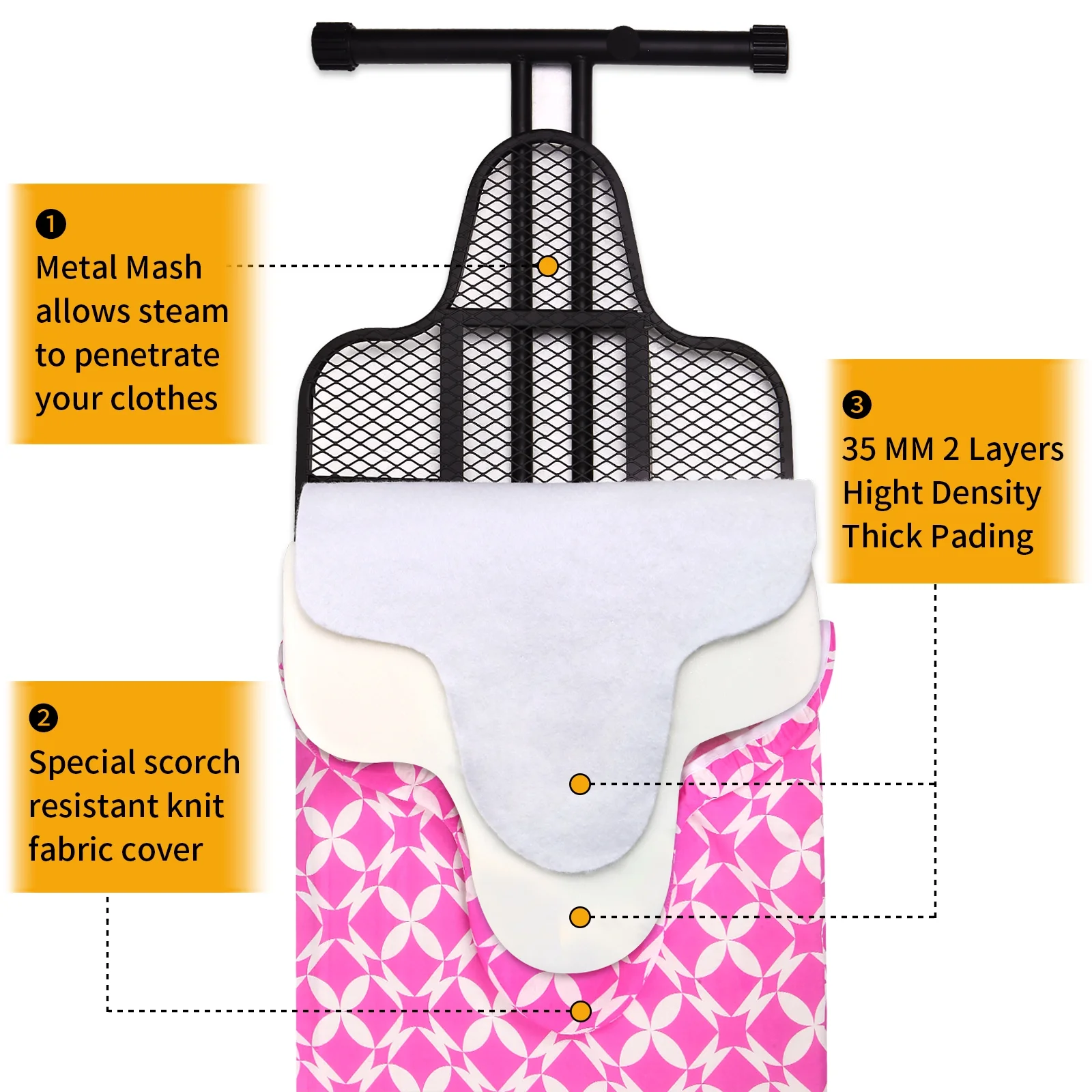 KDJ HOME Slieton Extra Large Ironing Board with Hang Rail, 20-Inch Wide - Image 14