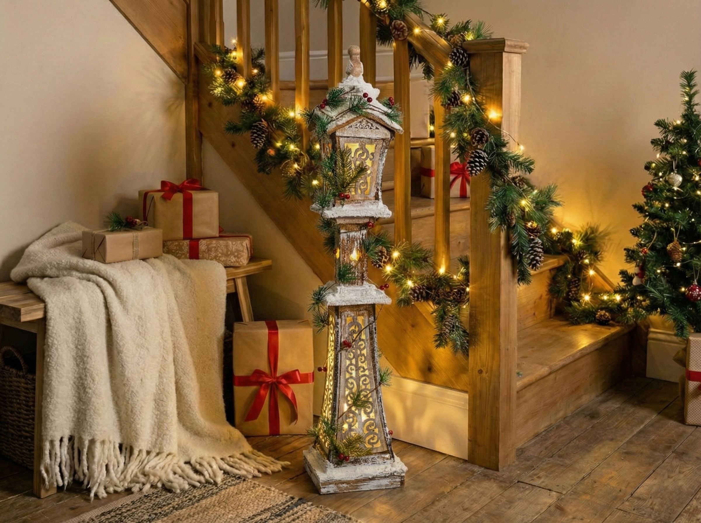 Christmas Decoration LED LIESVESI Post Lamp 80 cm Light Brown