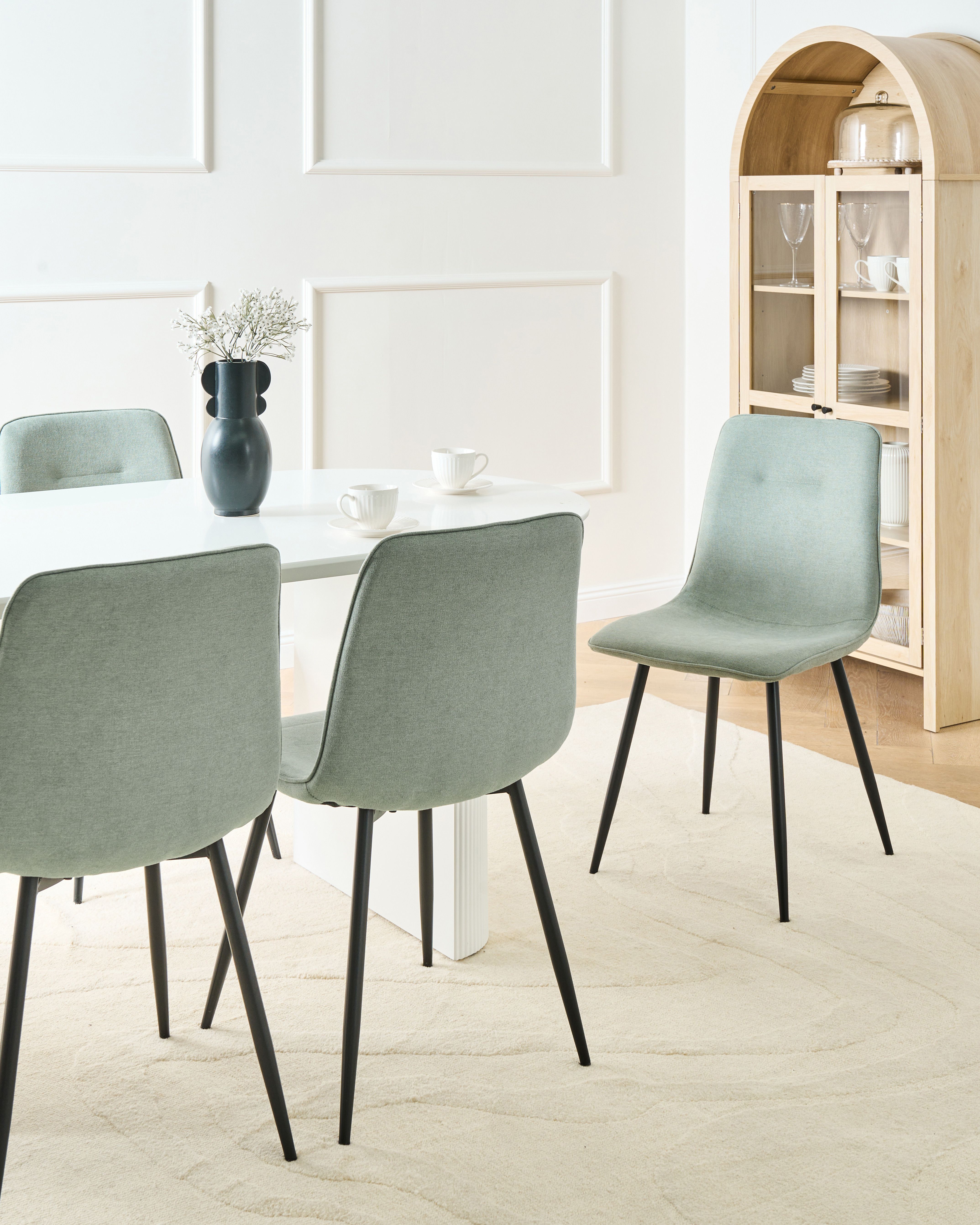 Set of 4 Dining Chairs TUSCOLA Fabric Light Green
