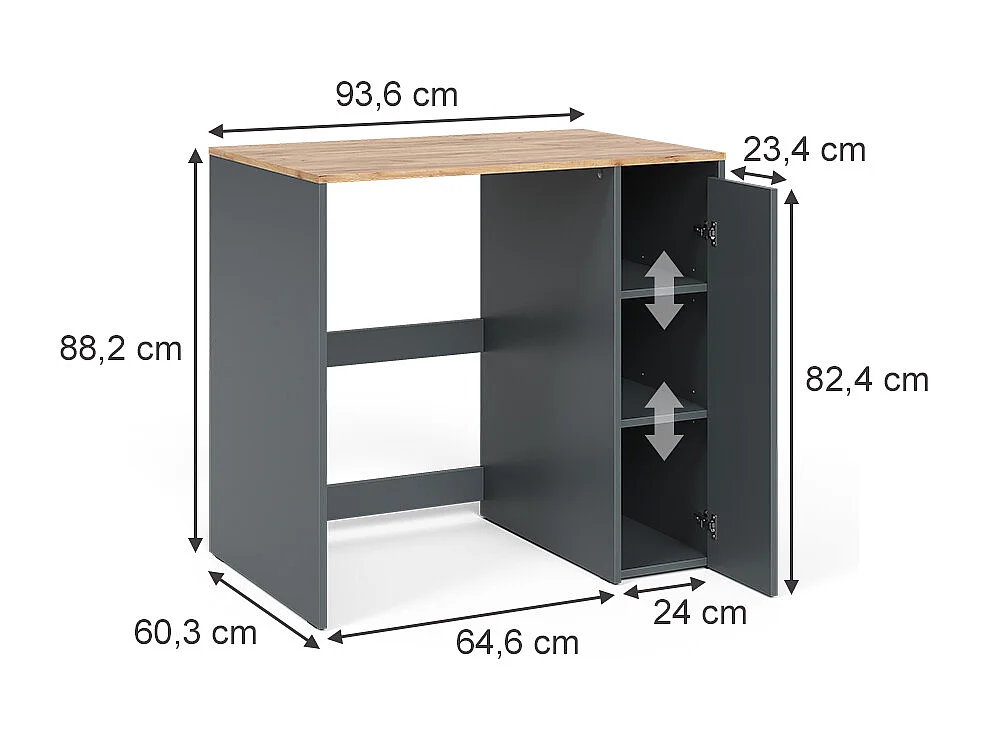 Armoire pour machine à laver anthracite/chêne doré 93.6x60.3x88.2 viktor