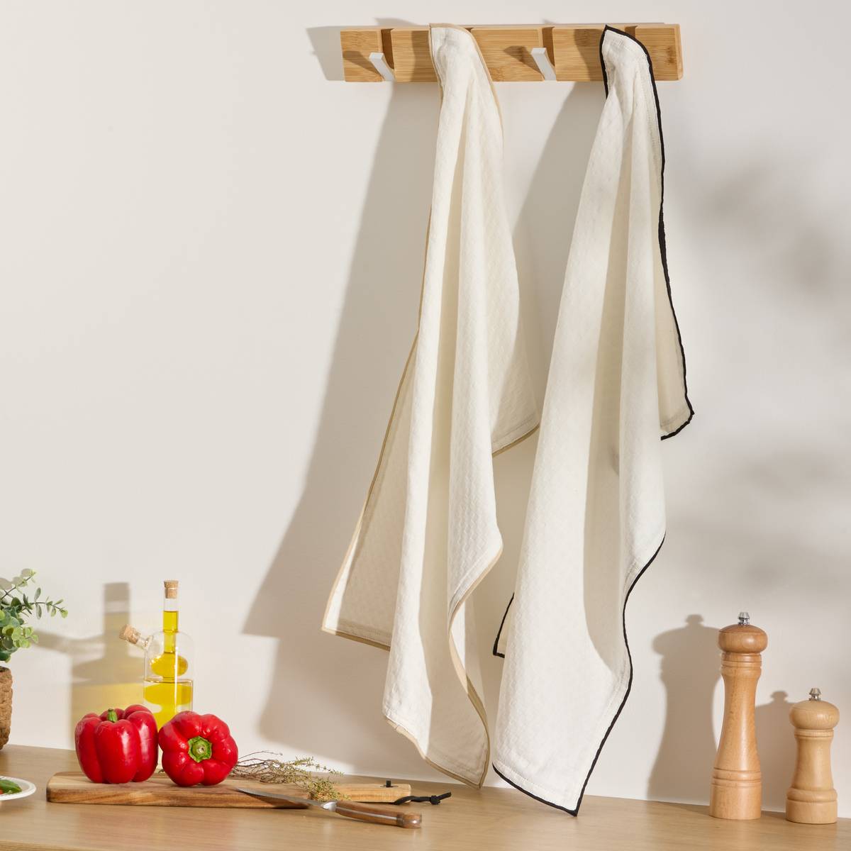 Set of 2 "Waffle" Tea Towels White, 190 g/m2, 70x45 cm