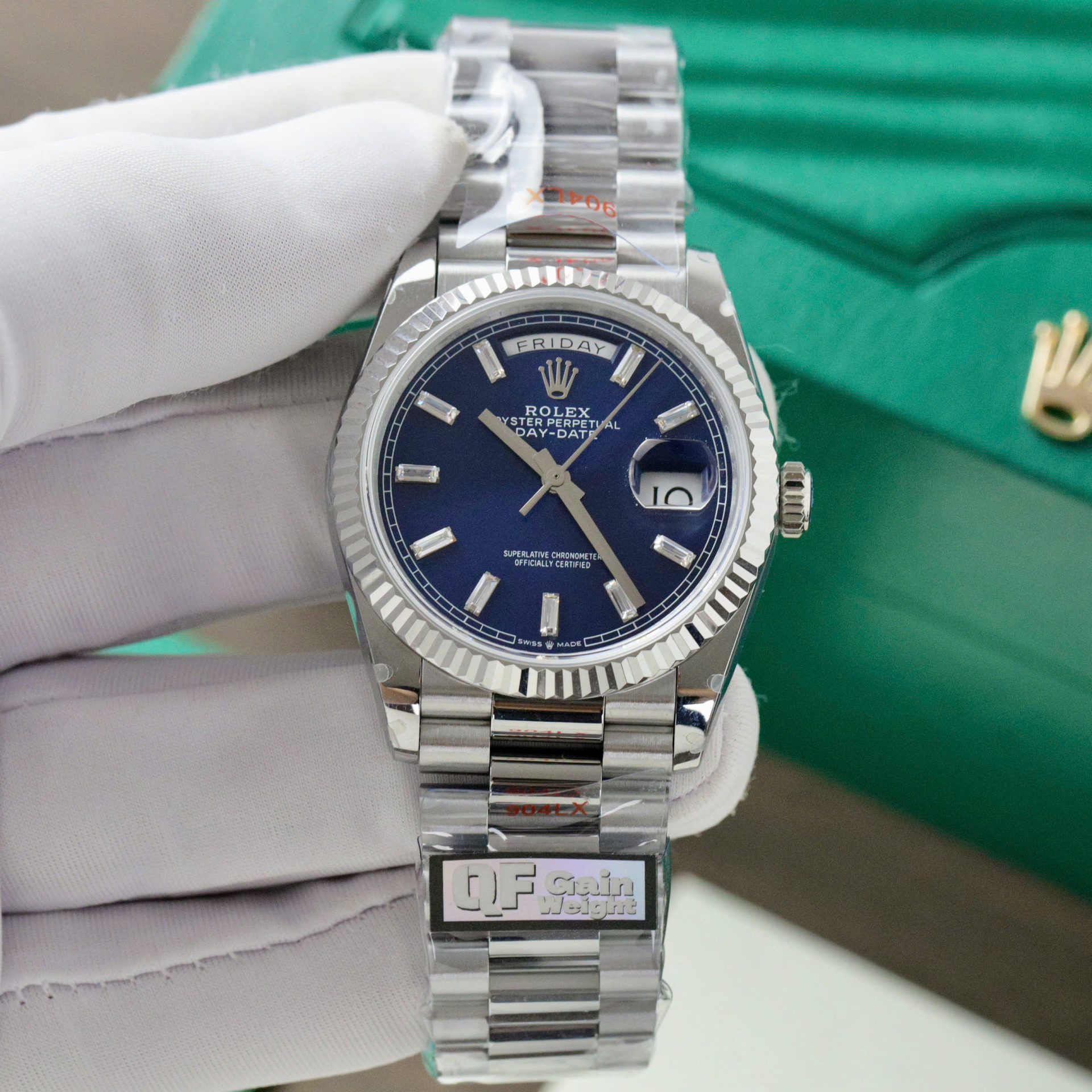 Rolex Day-Date 128236 Replica Watch Blue Dial Weight 158gram QF Factory 36mm - Top club