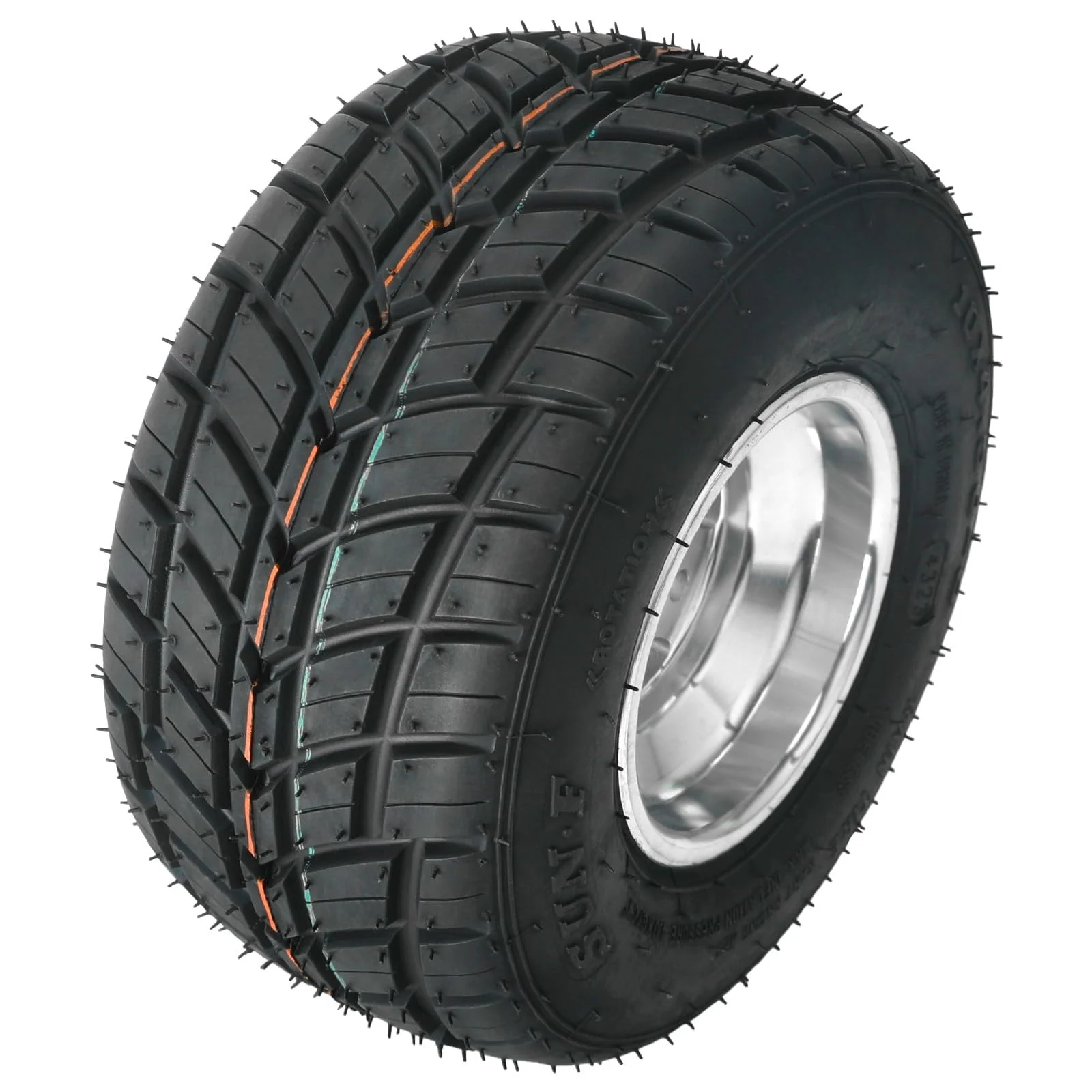 Set 4 Go Kart Tires and Rims, 10x4.50-5 Front Tubeless Tires Rims, 11x7.10-5 Rear Tires Rims, Go Cart Wheels and Tires Fit Bolt Pattern 58 mm with 3 Holes Drift Trike, Buggy Lawn Mower - Image 4