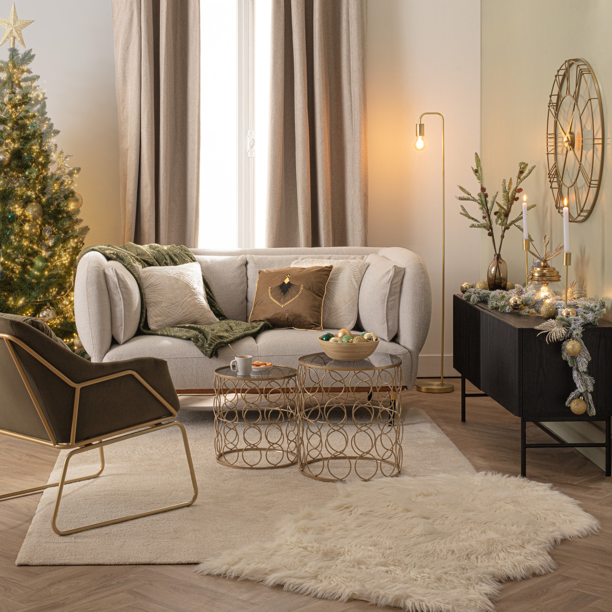 Flannel plaid Khaki green, 180x230 cm