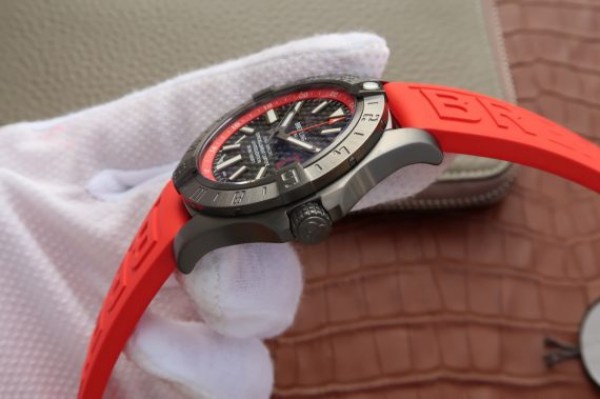 Replica Breitling Avenger GMT PVD GF Carbon Fiber Dial Red Rubber Strap A2836 - Top club