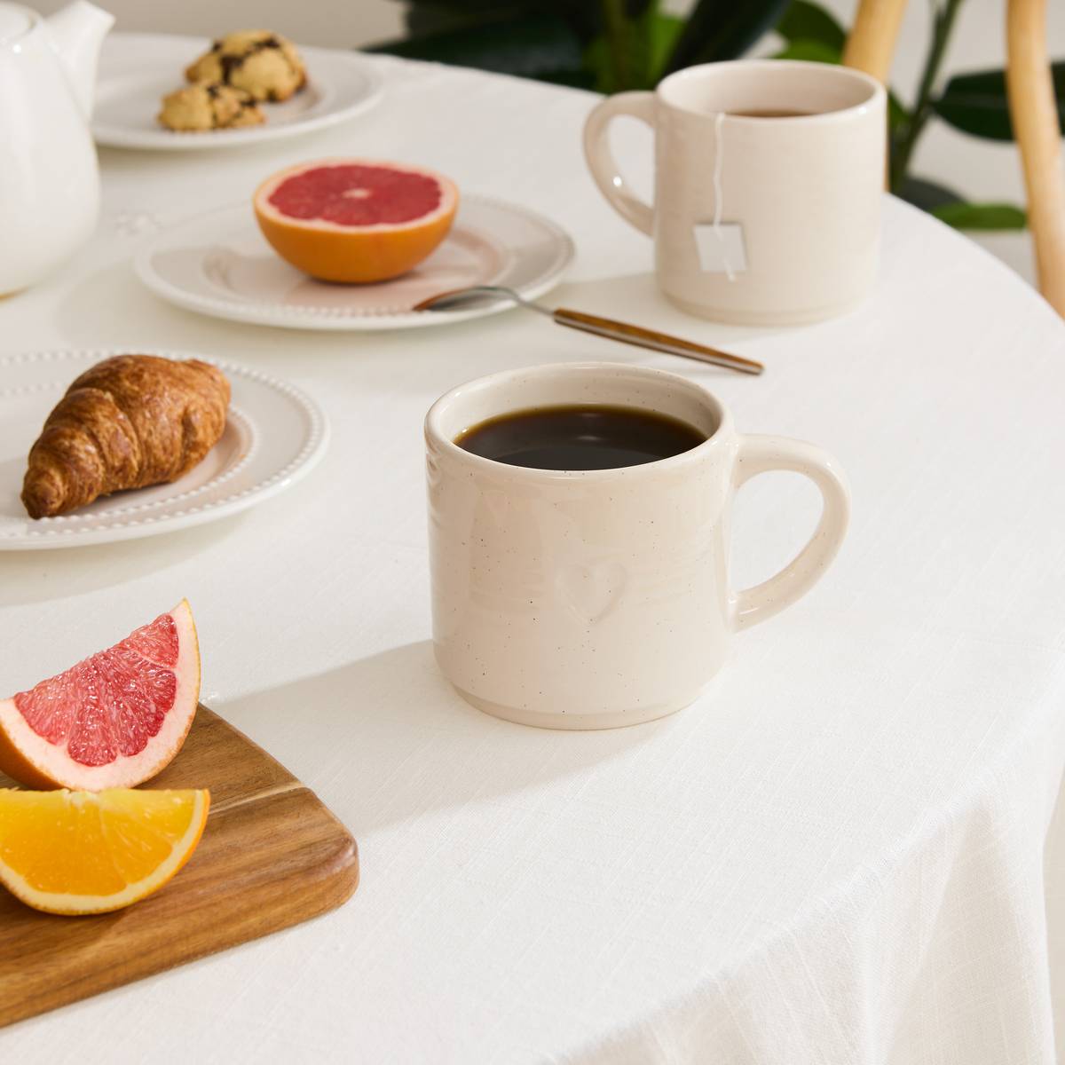 Set of 2 "Adele" mugs 420 ml, stoneware (ceramic), White