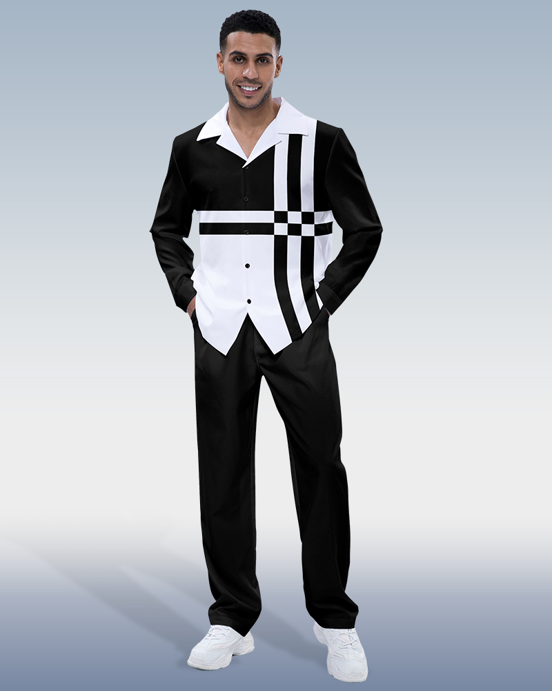 Suitmens Men's Plaid Print Long Sleeve Walking Suit 190