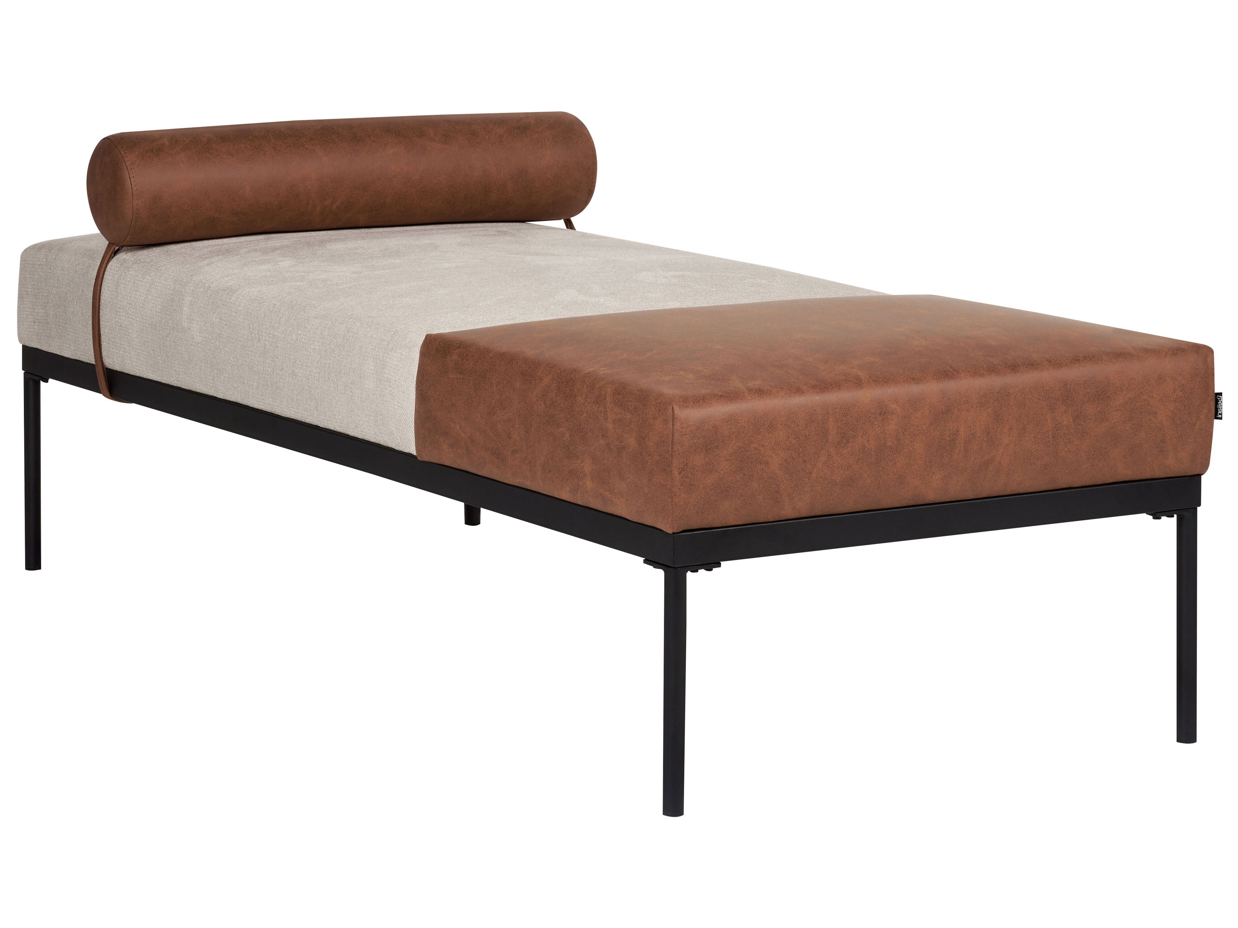 Chaise Longue MALMOS Faux Linen Faux Leather Brown