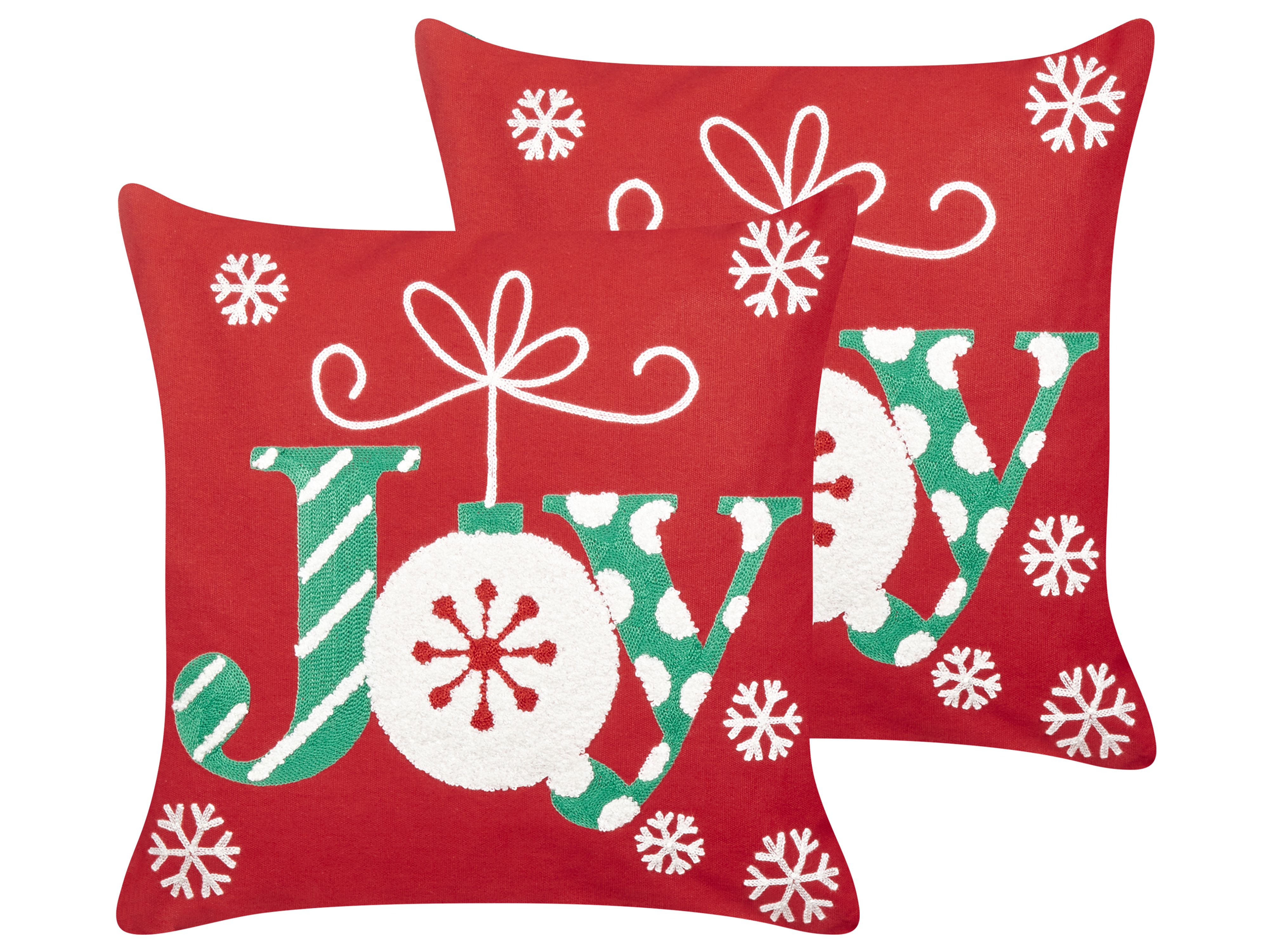 Set of 2 Decorative Cushions GINGERBREAD Cotton 45 x 45 cm Red Christmas Motif