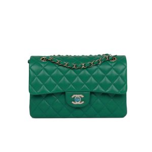 Chanel Classic Medium Blue Lambskin Rainbow Hardware – CB0311:1High-quality replica