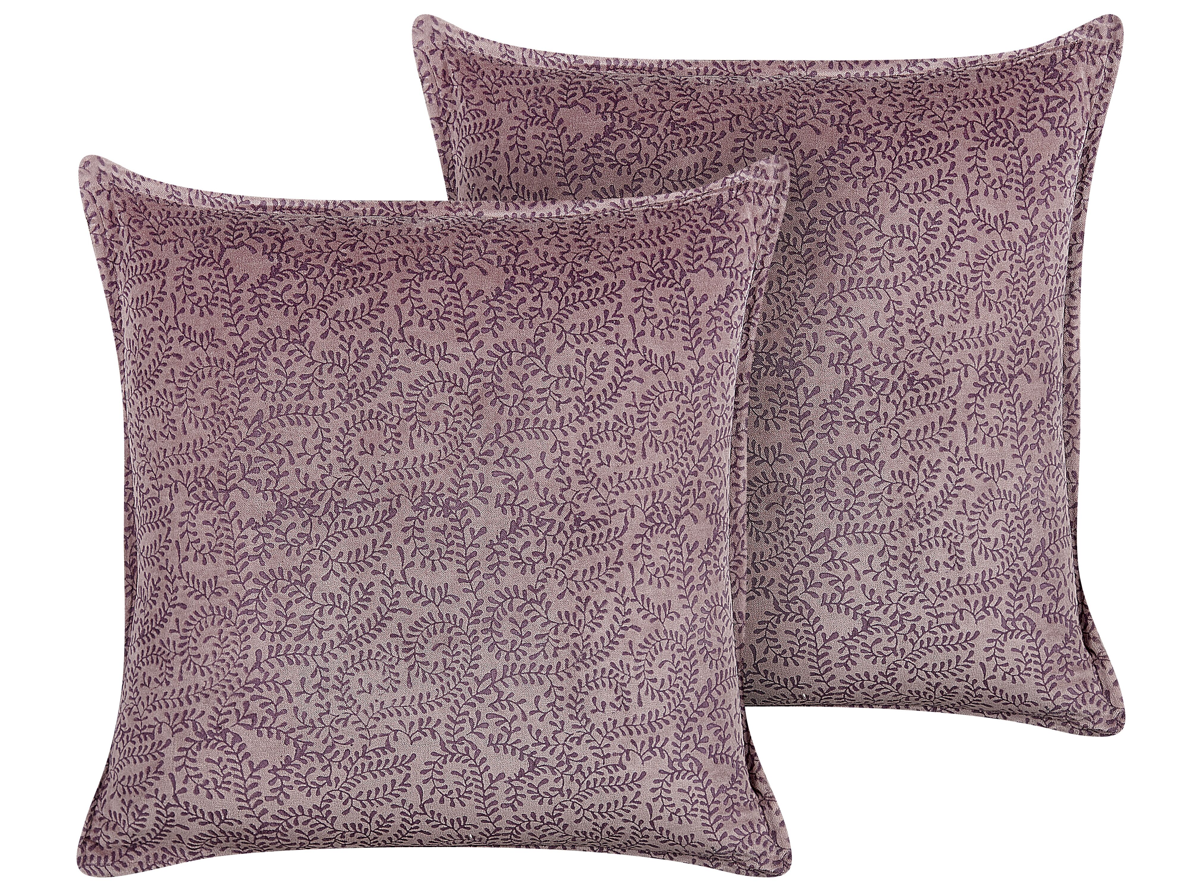Set of 2 Decorative Cushions KALMIA Velvet 45 x 45 cm Pink Floral Pattern