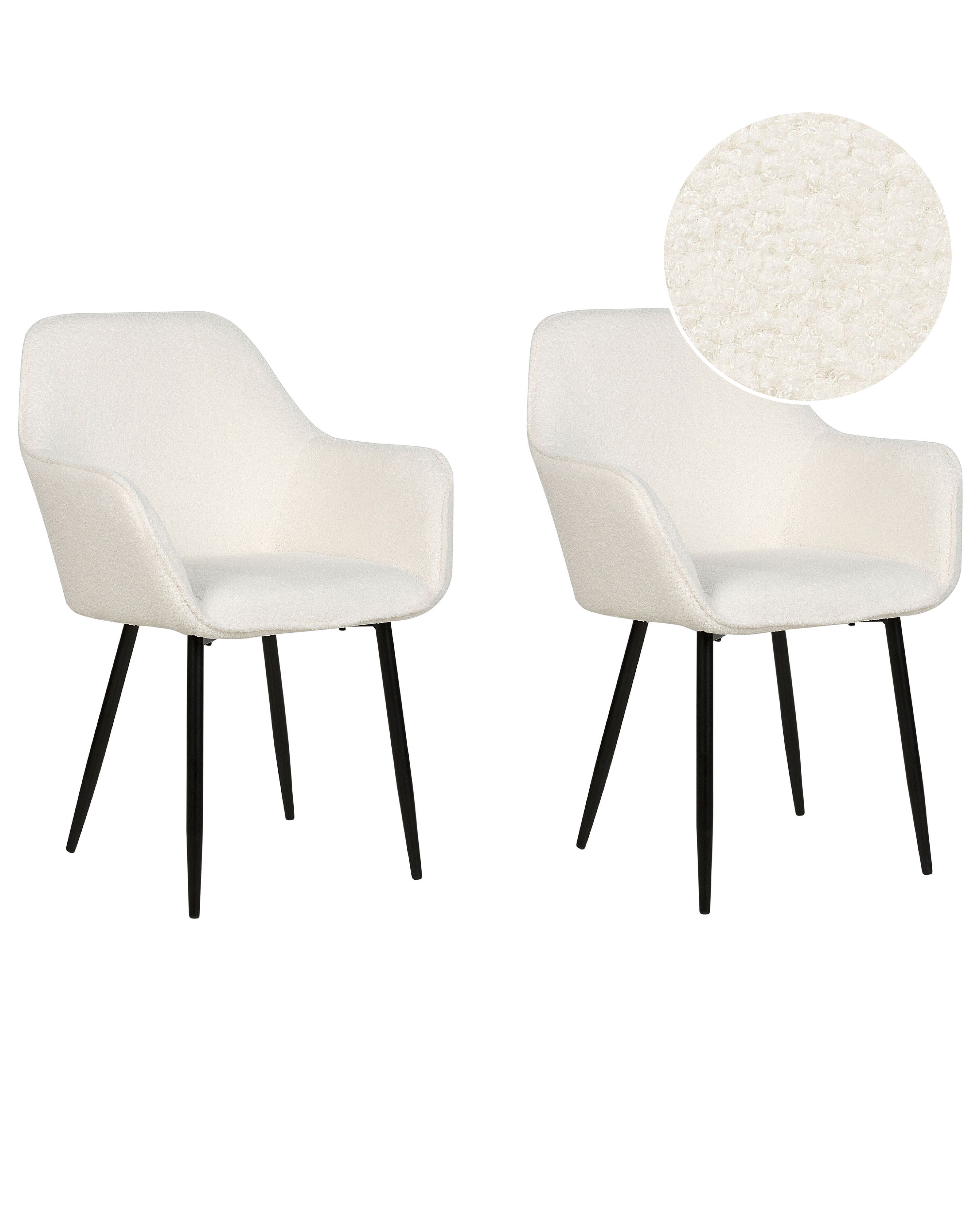 Set of 2 Dining Chairs ALDEN II Boucle White
