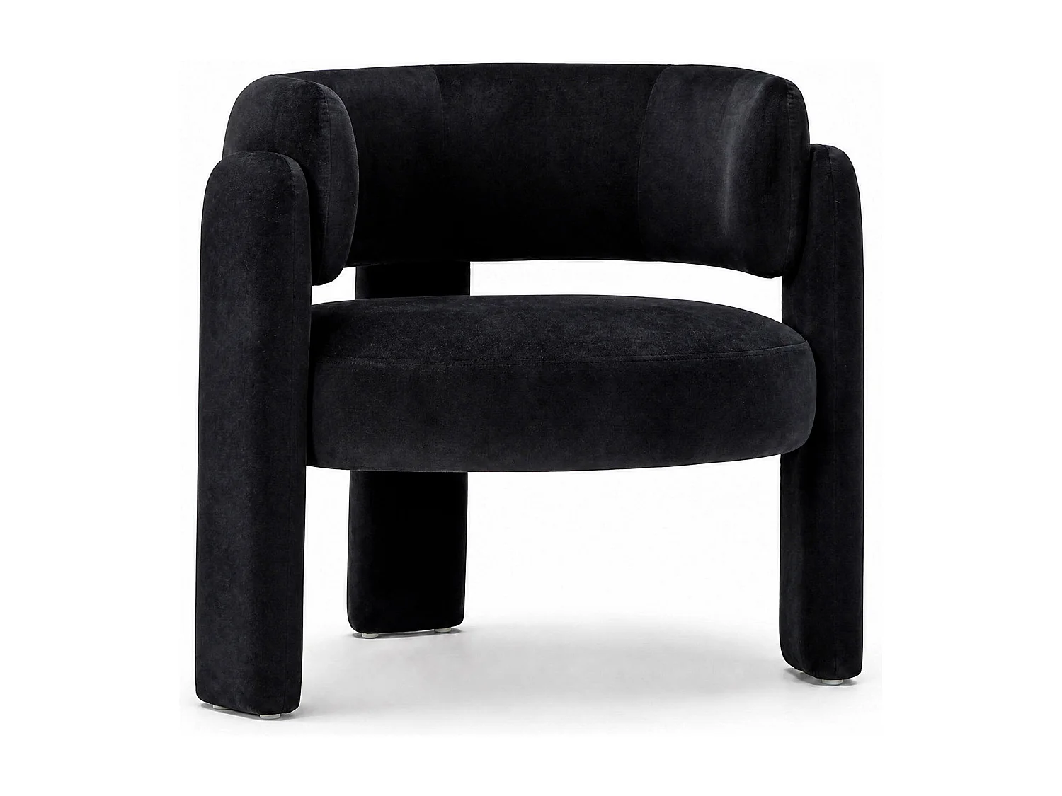 Fauteuil baril moderne en bois solide, mousse haute densité, tissu hypoallergénique – Noir