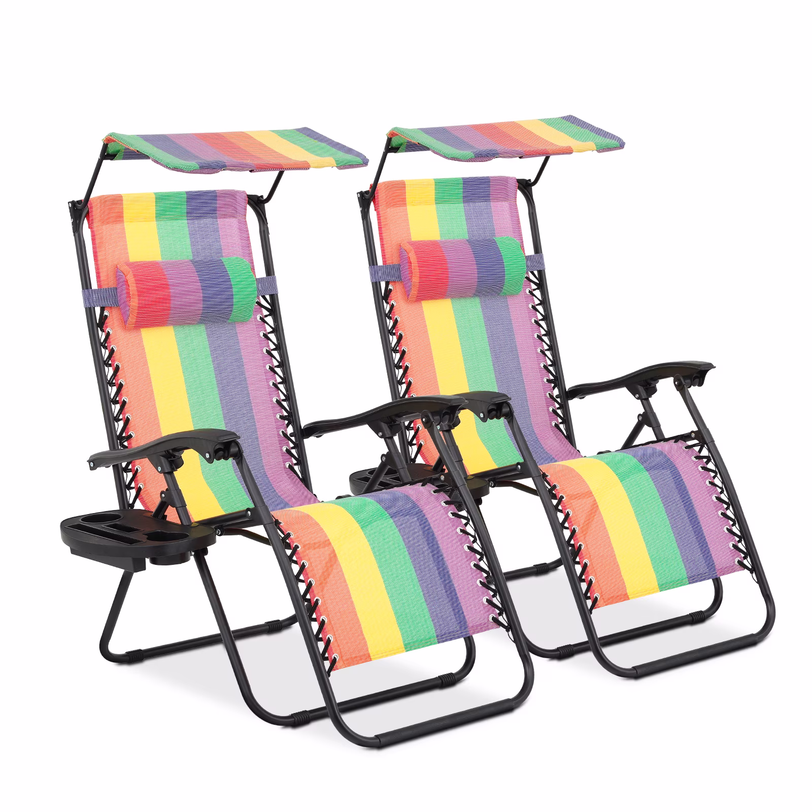 MoNiBloom Zero Gravity Reclining Chairs Set Of 2 With Canopy Shade And Headrest, Black - 330 lbs - Image 7 MoNiBloom Zero Gravity Reclining Chairs Set Of 2 With Canopy Shade And Headrest, Black - 330 lbs - Image 7