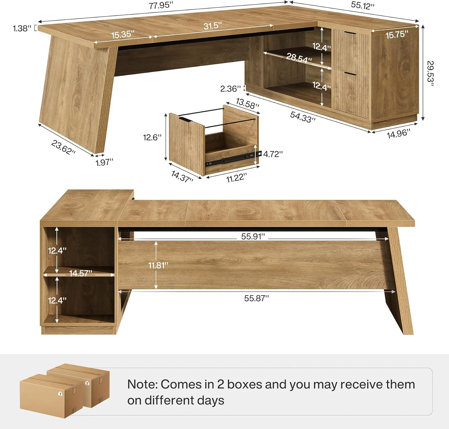 Tribesigns L Shaped Executive Desk with Storage, 78 Inch Large Computer Table, Corner Home Office Desk with Shelves