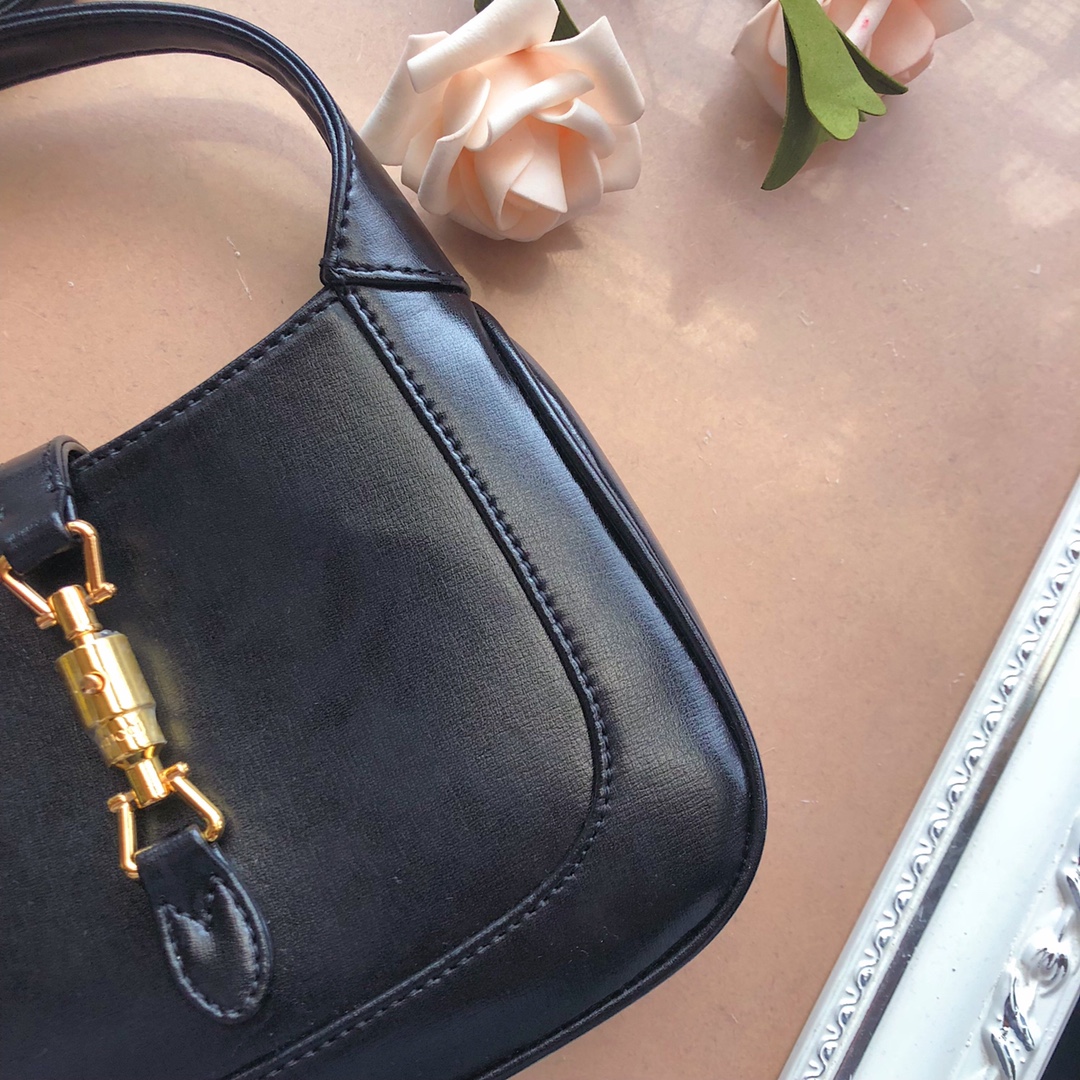 Replica Gucci Jackie 1961 Mini Shoulder Bag 637092 Black/White/Red1:1High-quality replica