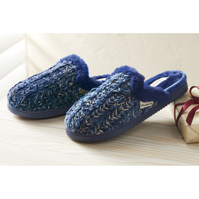 Dearfoams Paris Chenille Shaped Tab Scuff - MIDNIGHT VELVET CATALOG