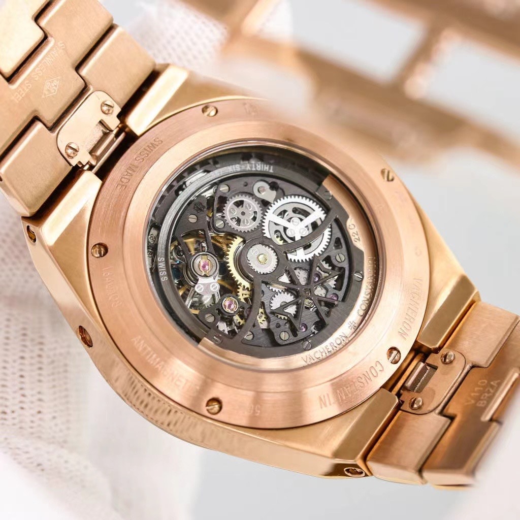 Fake Vacheron Constantin Replica Watch Overseas perpetual calendar ultra-thin skeleton Boutique Exclusive 41.5 MM PINK GOLD 4300V/220R-B547(1:1 replica) - Top club
