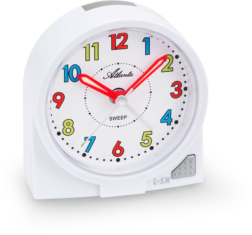 Atlanta Kleiner Analoger Kids Alarm Clock 8x8x3,5cm Plastic • Leiser Leisegang • Schlummerfunktion