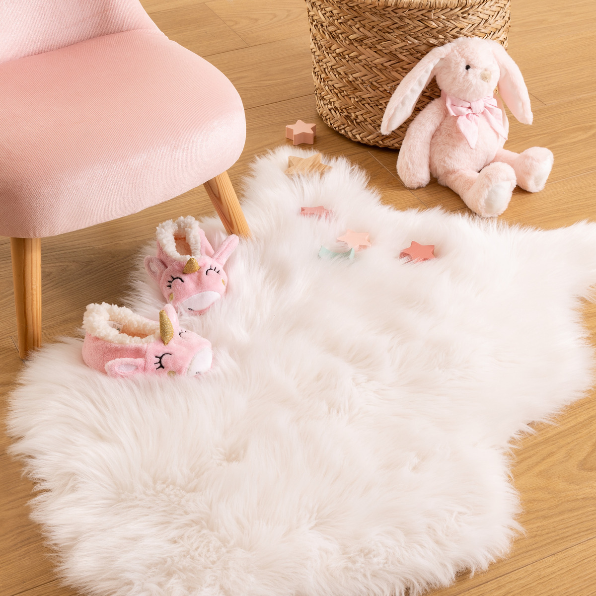 Kids rug, fake fur White, 60x90 cm