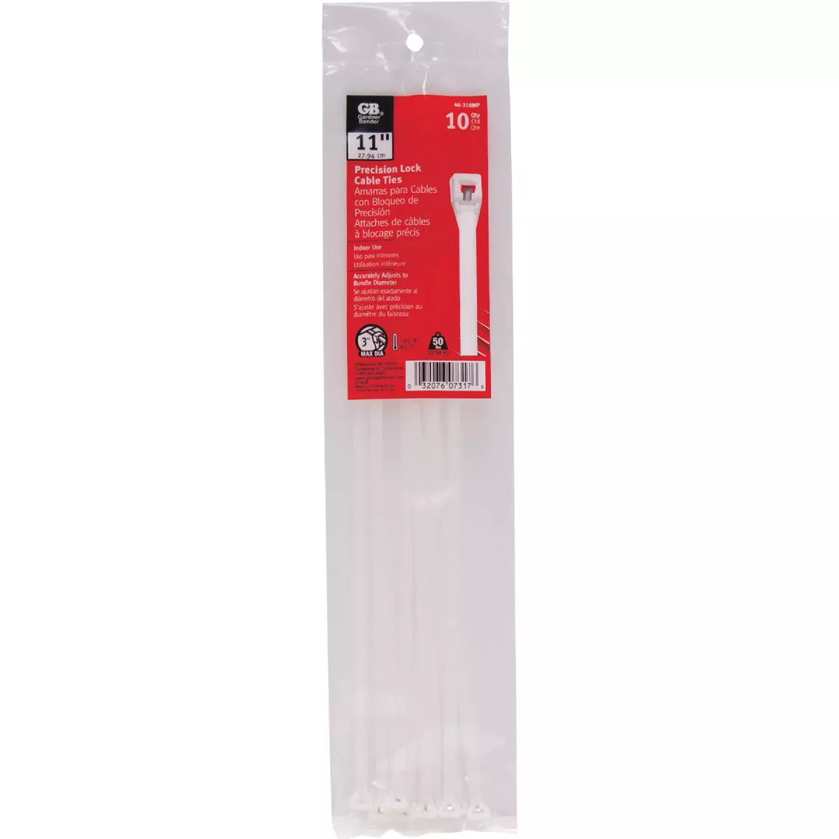Gardner Bender Precision Lock 11 In. Natural Color Nylon Metal Pawl Cable Tie (10-Pack)