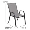BizChair 5 Pack Black Outdoor Stack Chair with Flex Comfort Material and Metal Frame - Image 35