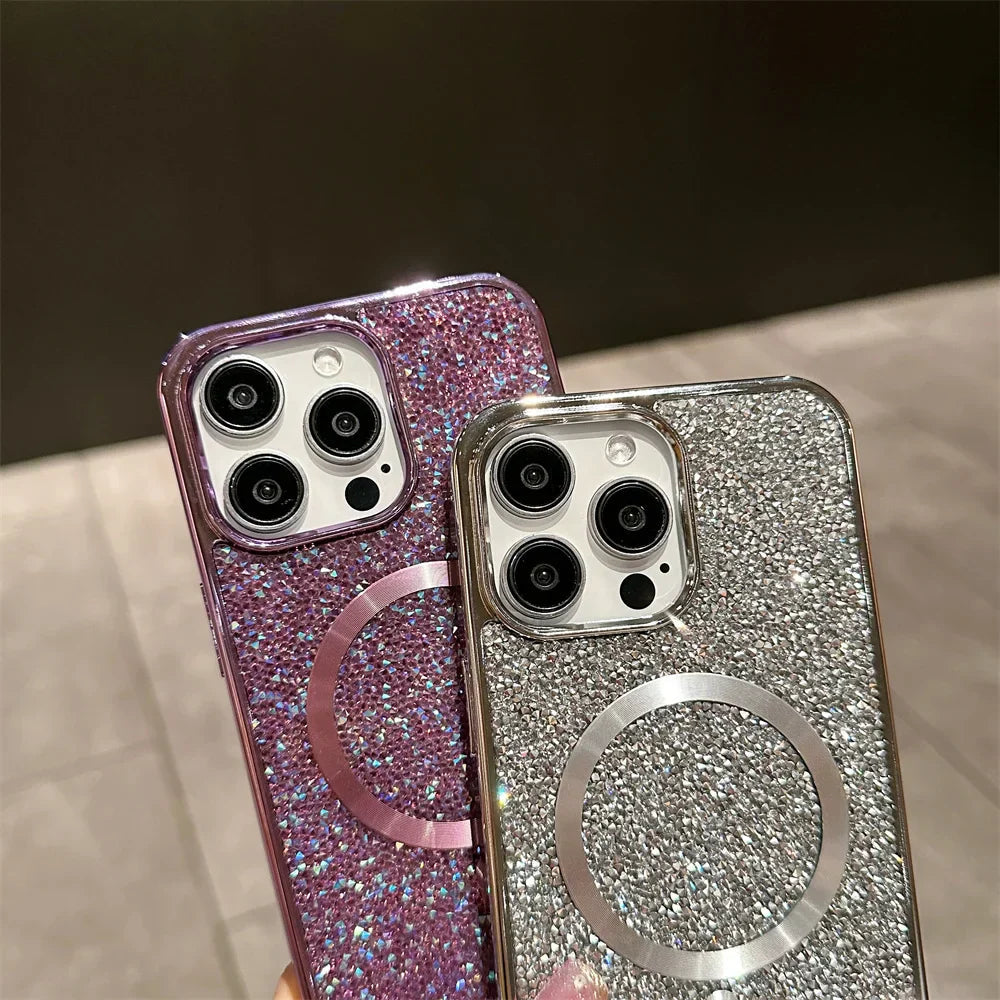 Glimmend Magnetisch iPhone Hoesje – Schokbestendig en Stijlvol voor iPhone 13 en 14, Lichtgewicht met Glitterafwerking