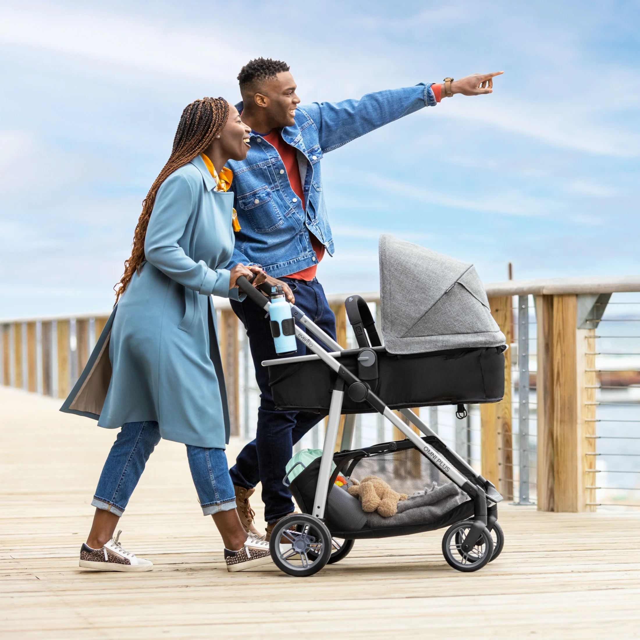Evenflo Omni Plus Modular Travel System with LiteMax Sport Infant Car Seat, Mylar Gray, Unisex - Image 85