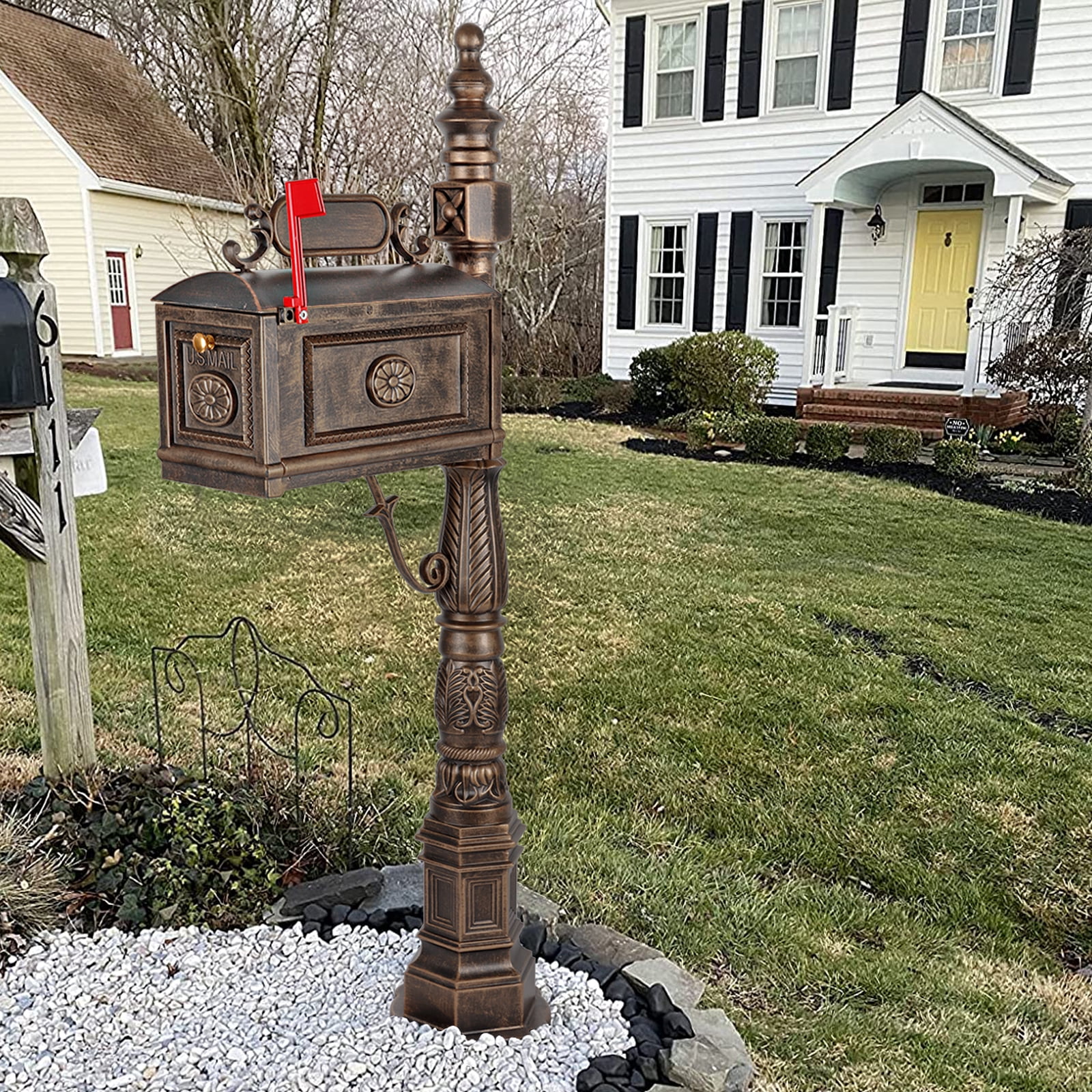 Betisef Large Cast Aluminum Mailbox Barcelona Decorative Post Mail Box Combination Stratford Heavy Duty - Image 6