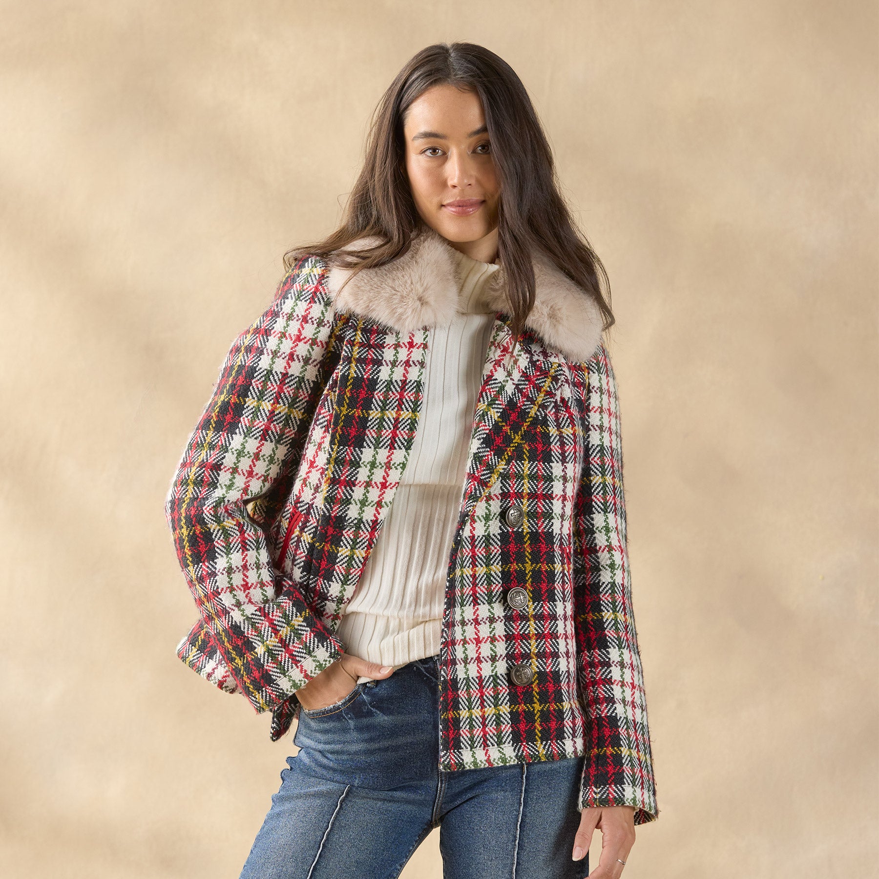 Plaid Alpenhorn Coat, Petite - Sundance Clothing