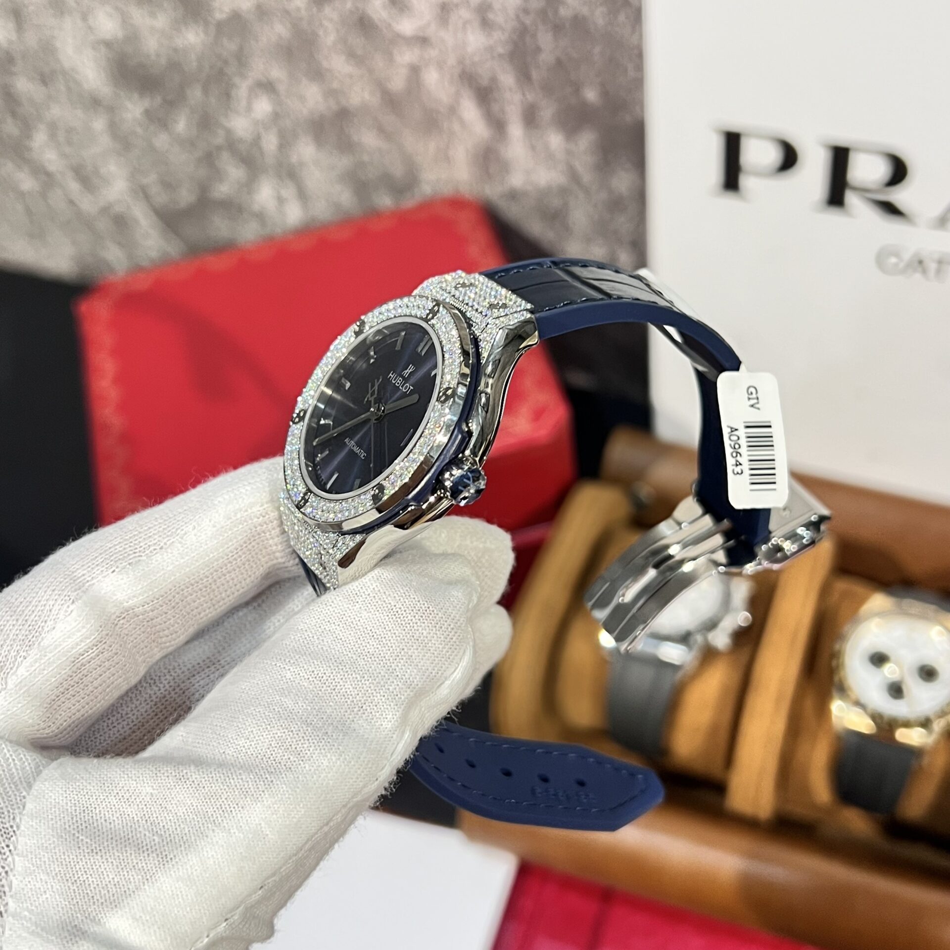 Hublot Replica 11 Watch Classic Fusion Titanium Blue Dial With Moissanite Case 38mm - Top club