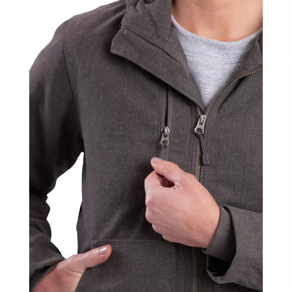 Berne Women's Small Titanium Heathered Duck Hooded Jacket