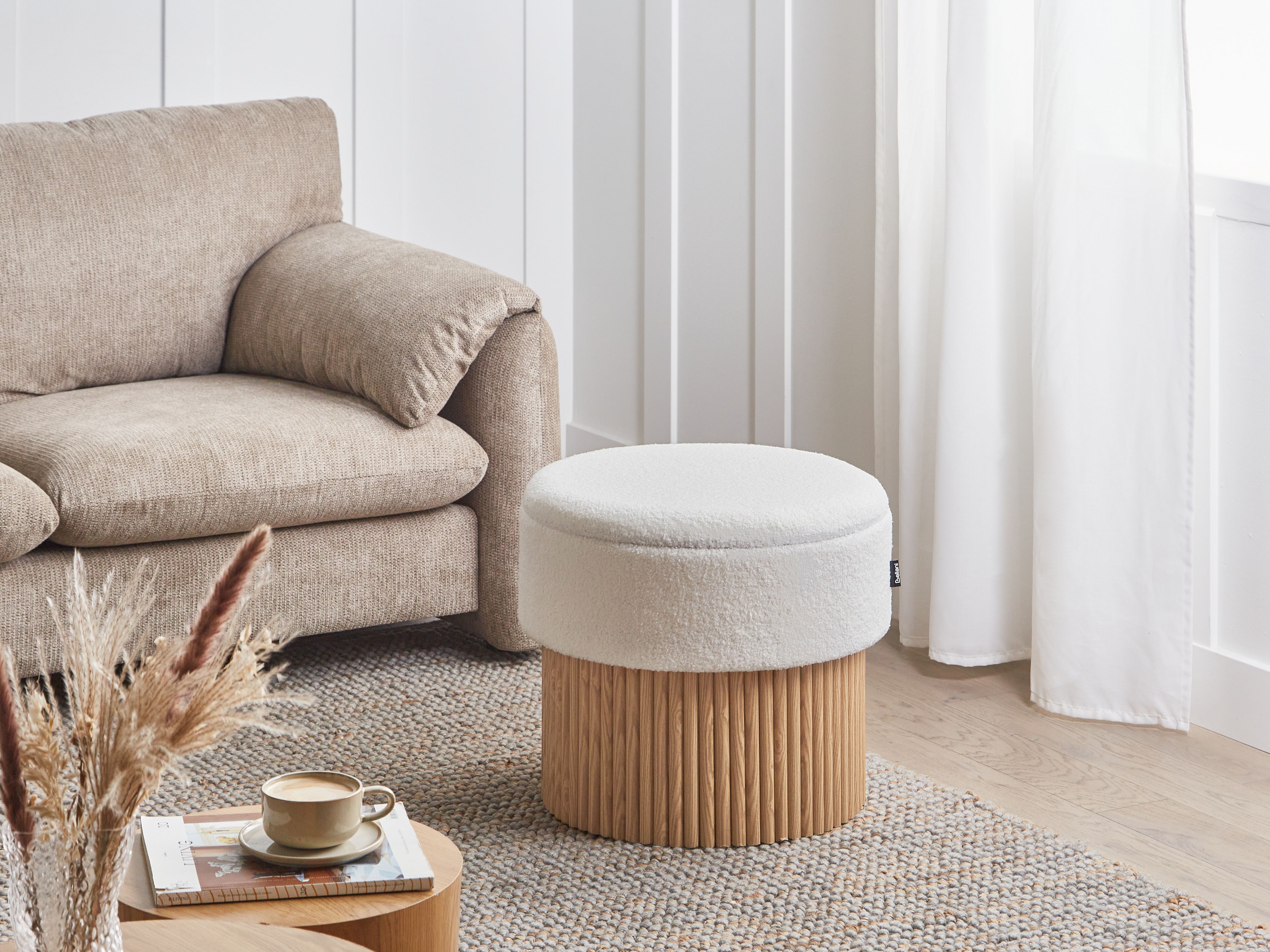 Storage Pouffe RICHEY Boucle Off-White