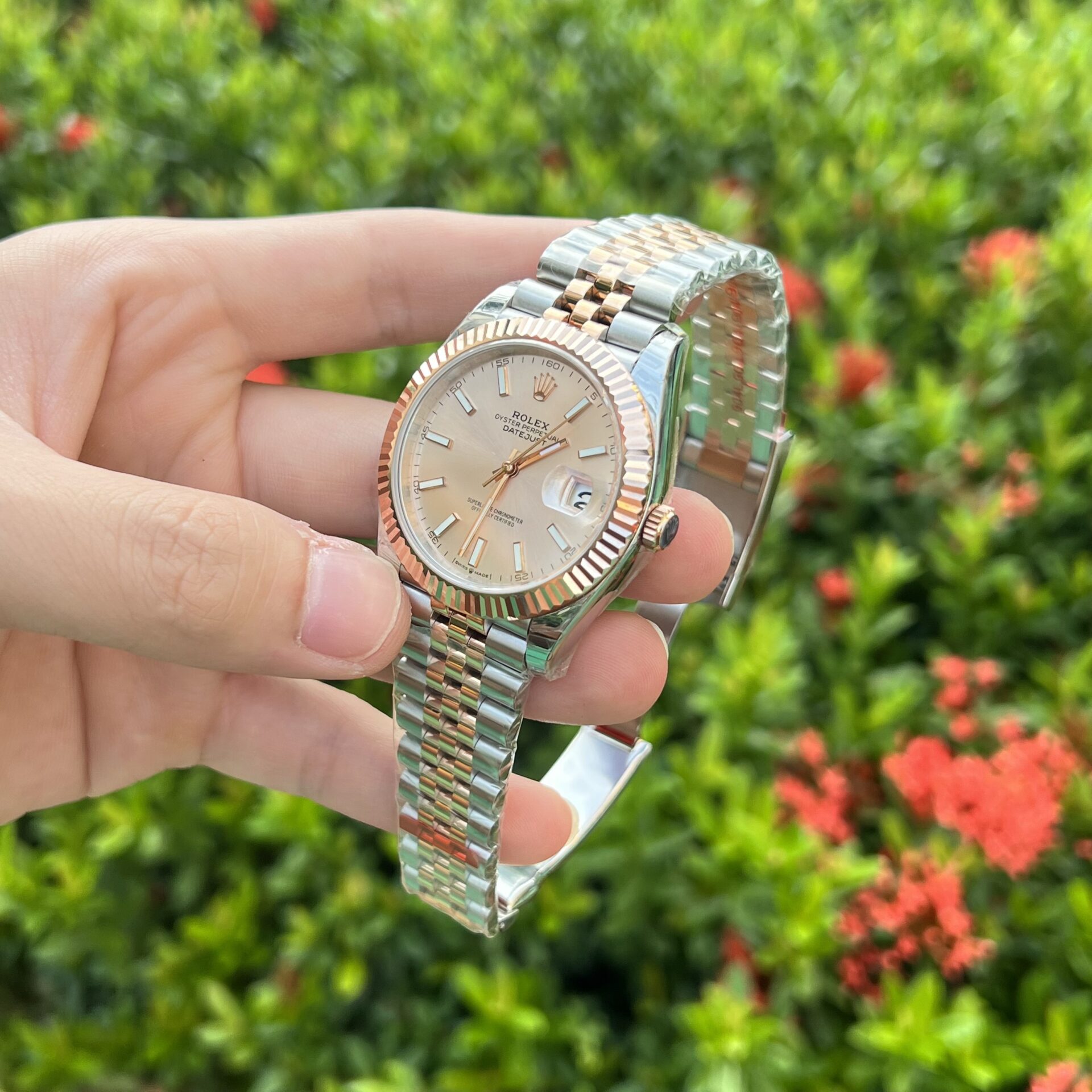 Rolex Replica 11 Watch DateJust Pink Dial Jubilee Strap Factory EW 41mm - Elite Watch Atelier