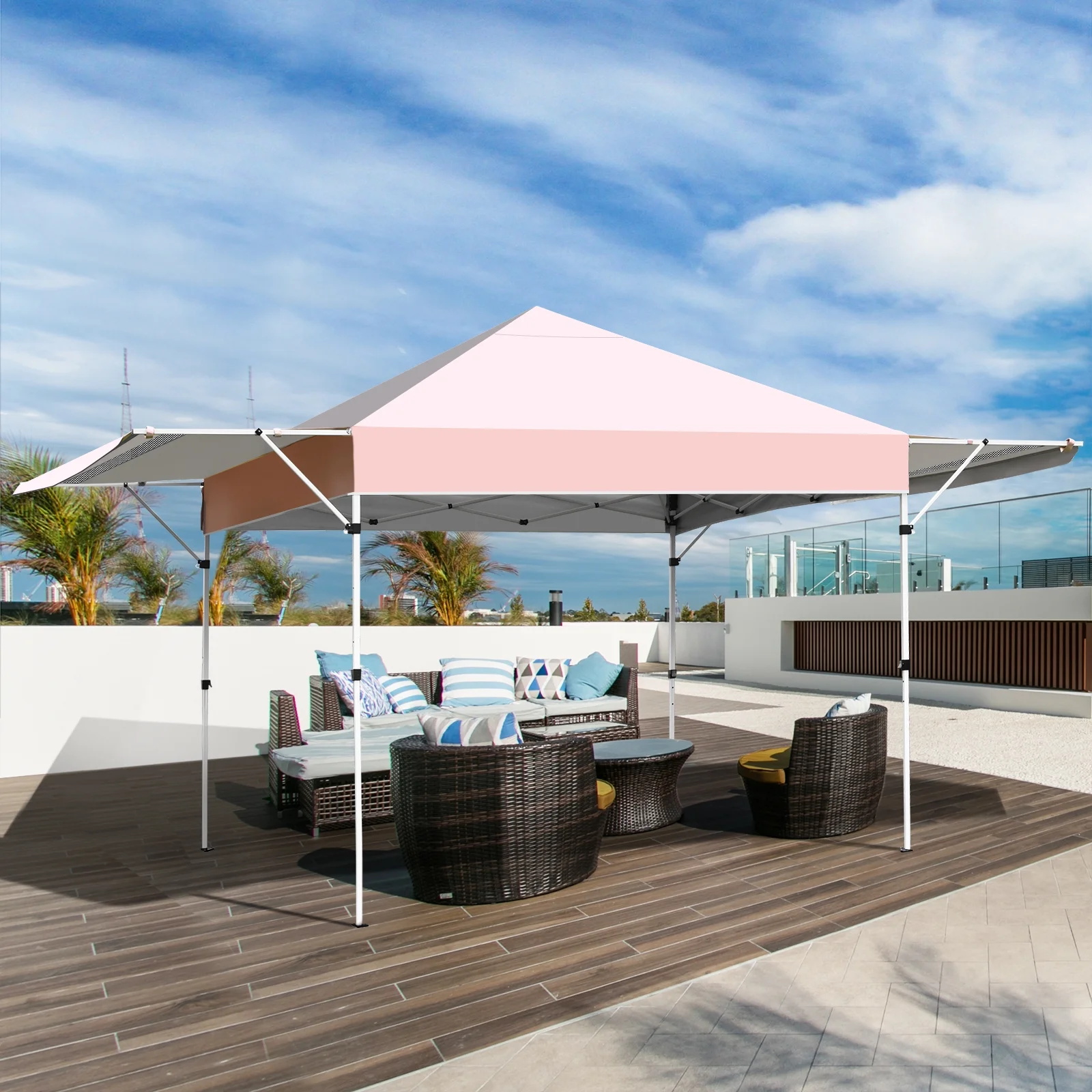 Patiojoy 10x17ft Pop up Canopy 3 Height Adjustment Folding Tent with Roller Bag White - Image 25