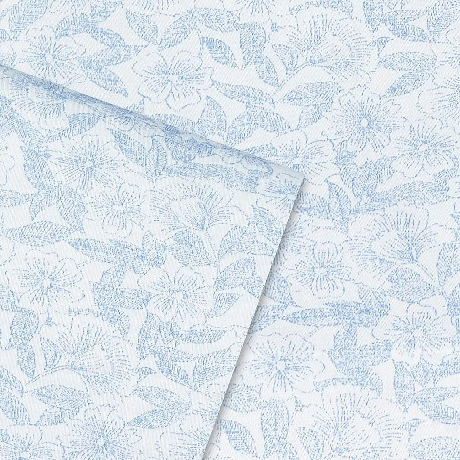 Laura Ashley Home - Full Sheets, Soft Sateen Cotton Bedding Set - Sleek, Smooth, & Breathable Home Decor,Blossoming Blue Blossoming Blue/White Full