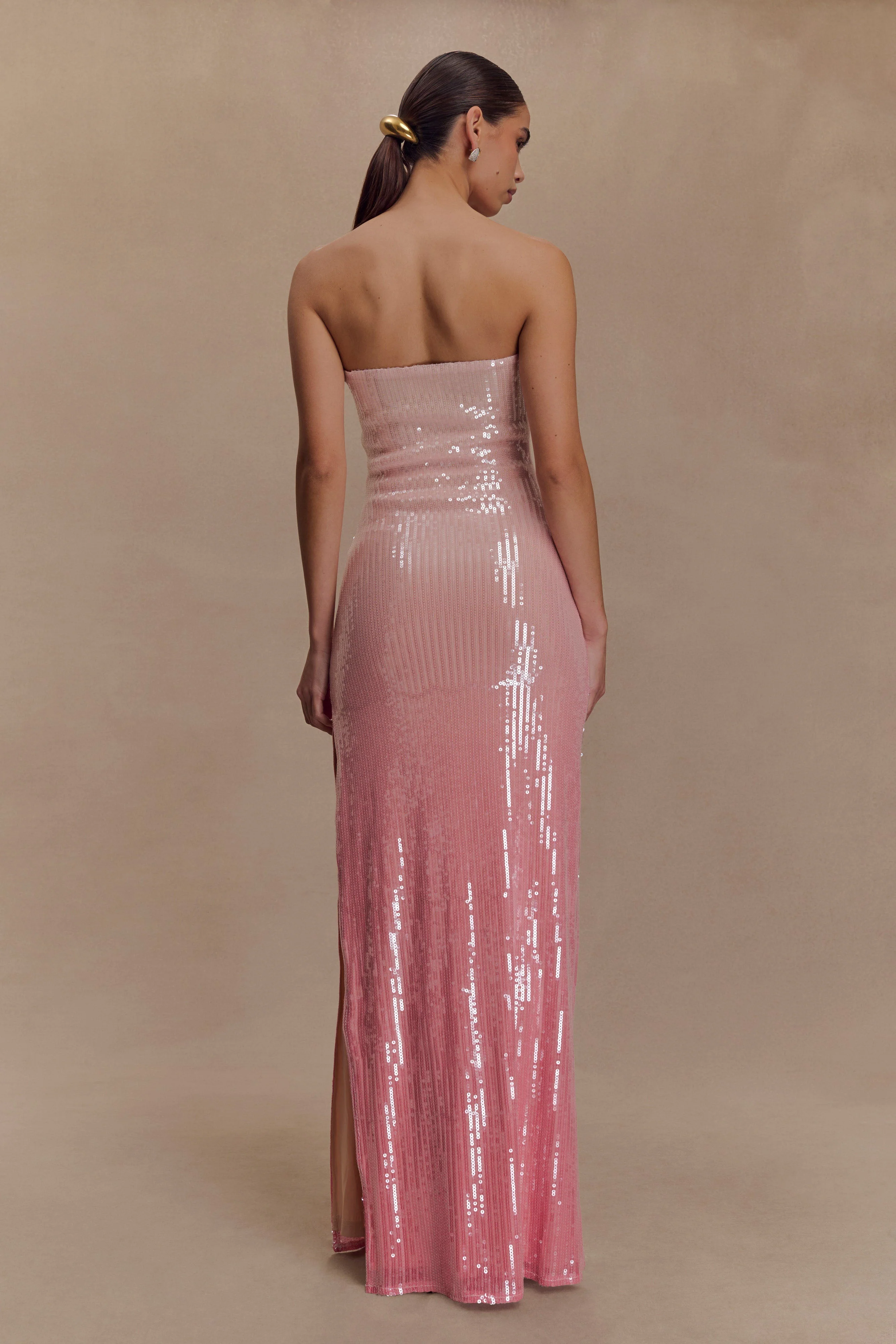 Miranda Strapless Sequin Maxi Dress - Ombre Pink