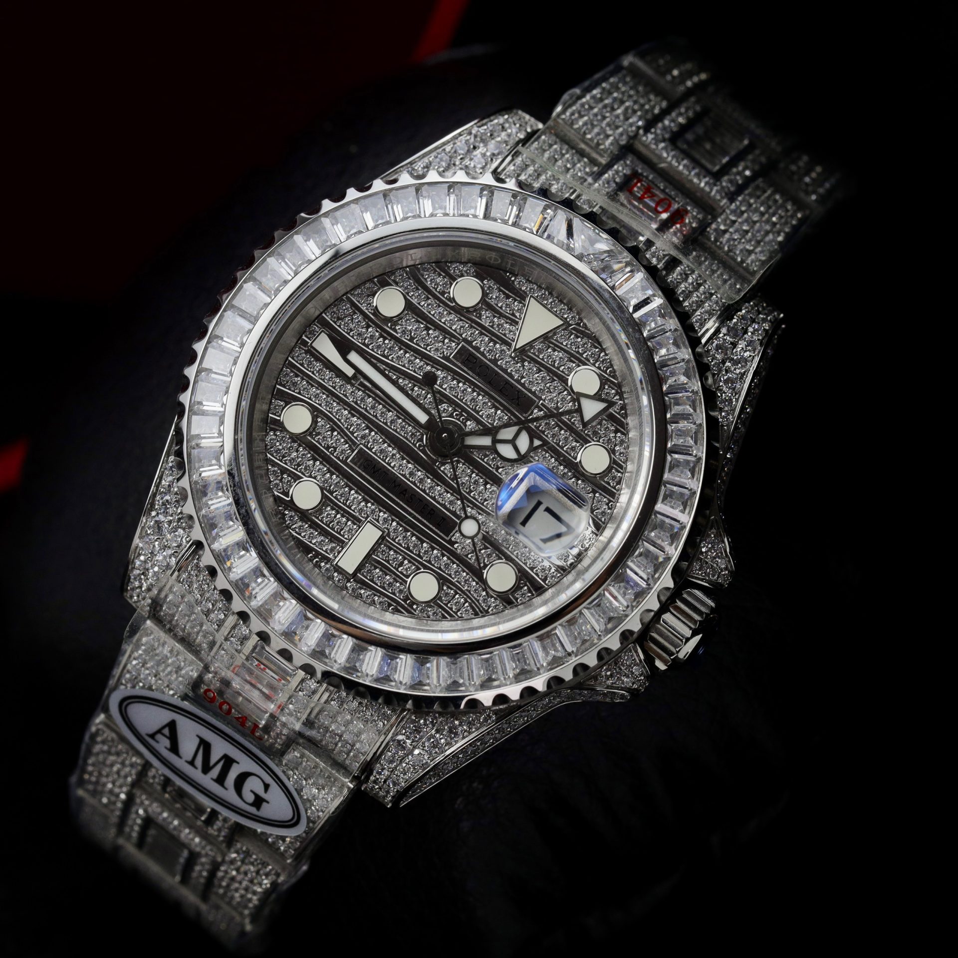 Rolex Replica Watch GMT Master II Custom Full CZ AMG Factory 40mm - Elite Watch Atelier
