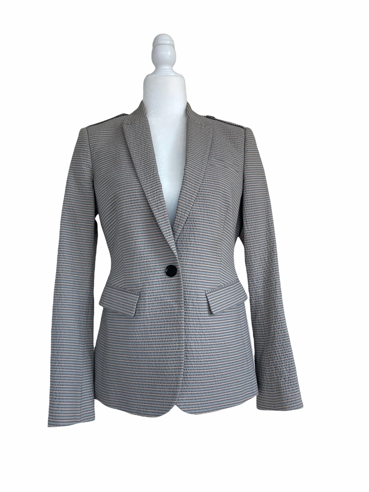 Burberry Grey Seersucker Blazer, 10
